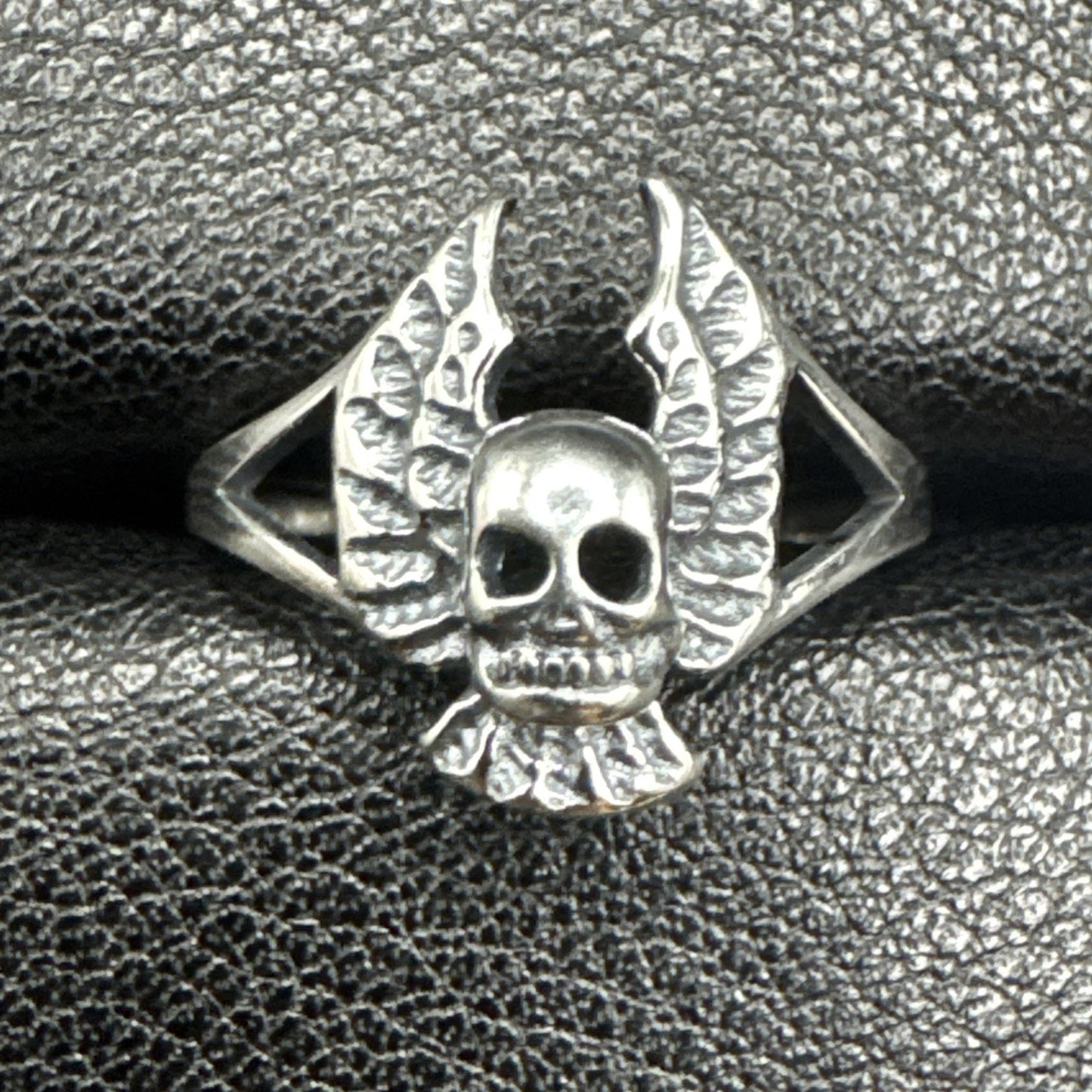 New Condition Sterling Silver Winged Skull Ring 925 Size 7