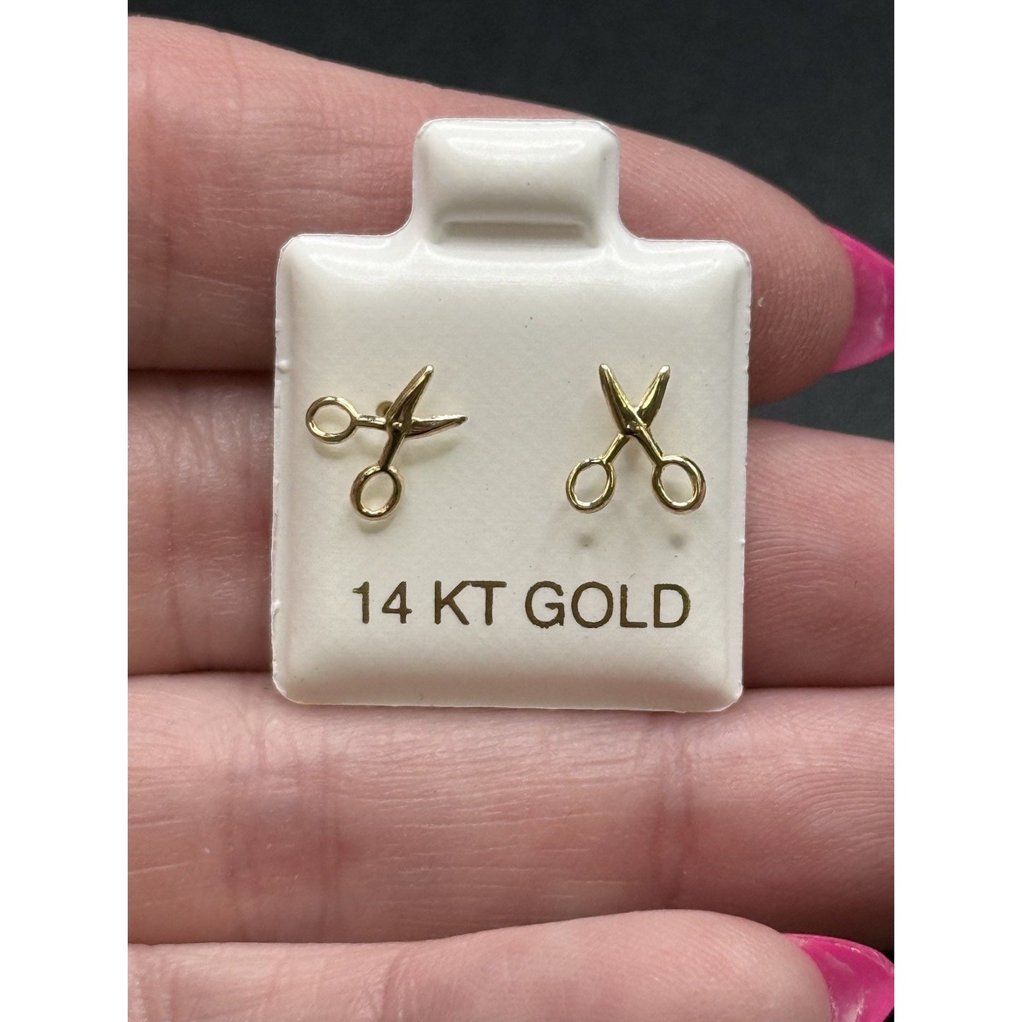 New Condition 14k Dainty Scissors Stud Earrings