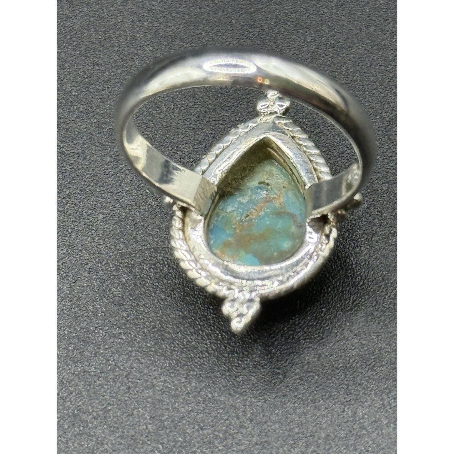 New Condition Sterling Silver Kingman Turquoise Mojave Ring Size 8.00