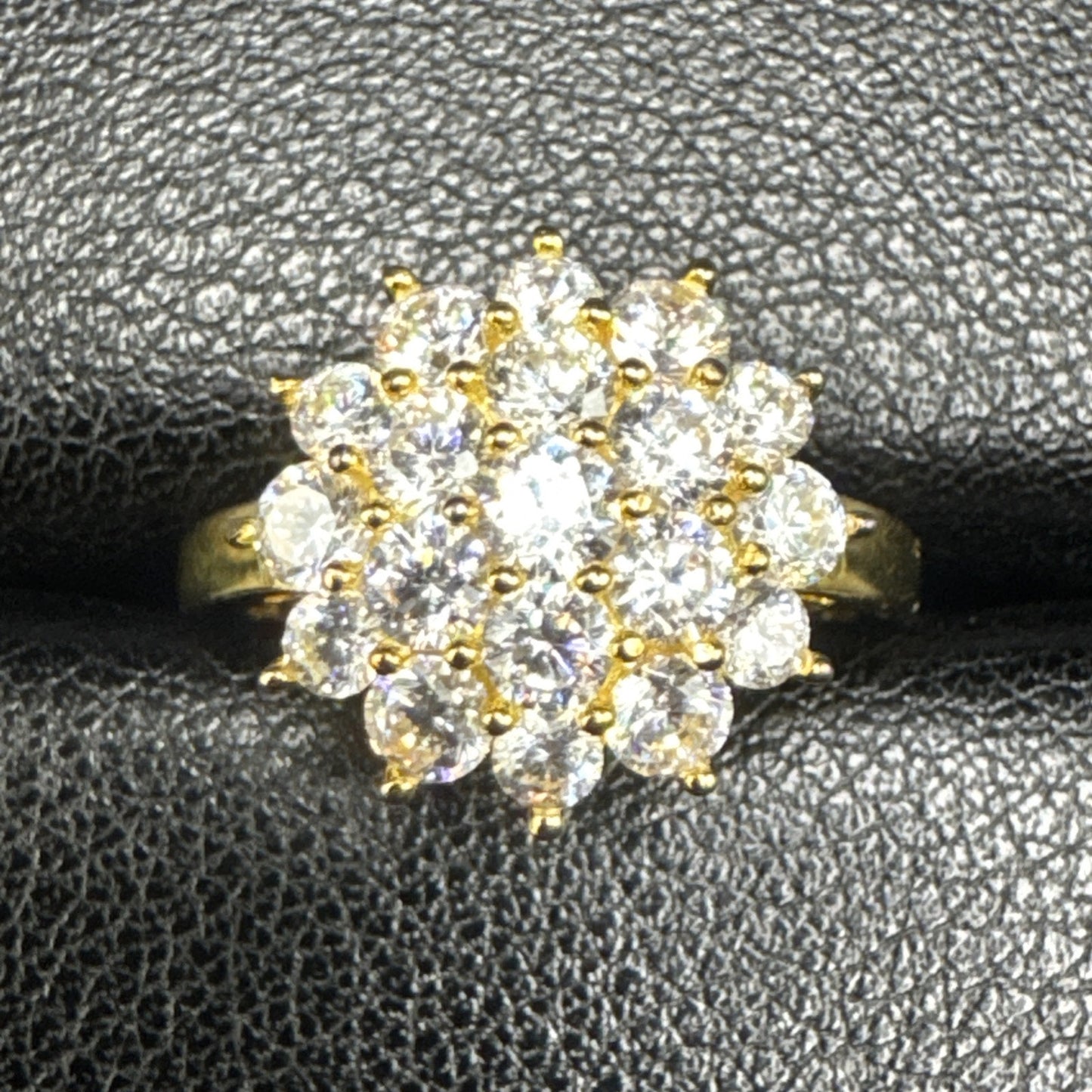 EUC Gold Sterling Silver CZ Cluster Ring 925 Size 6.75 P2
