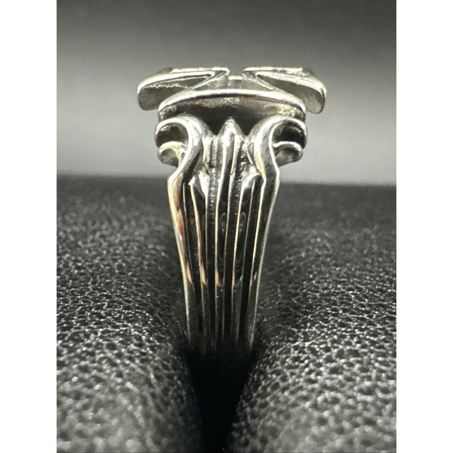 New Condition Sterling Silver Gents Iron Cross Ring 925 Size 11