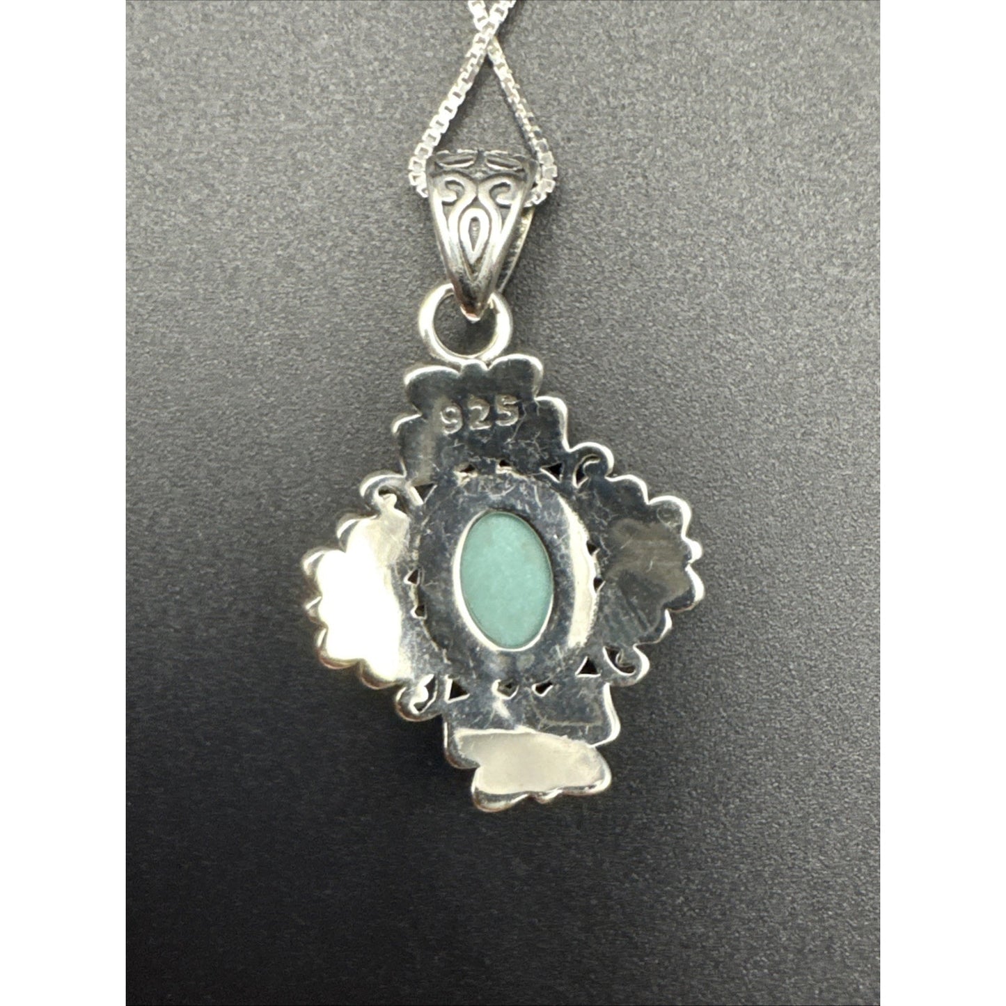 18” New Condition Turquoise Butterfly Pendant Necklace