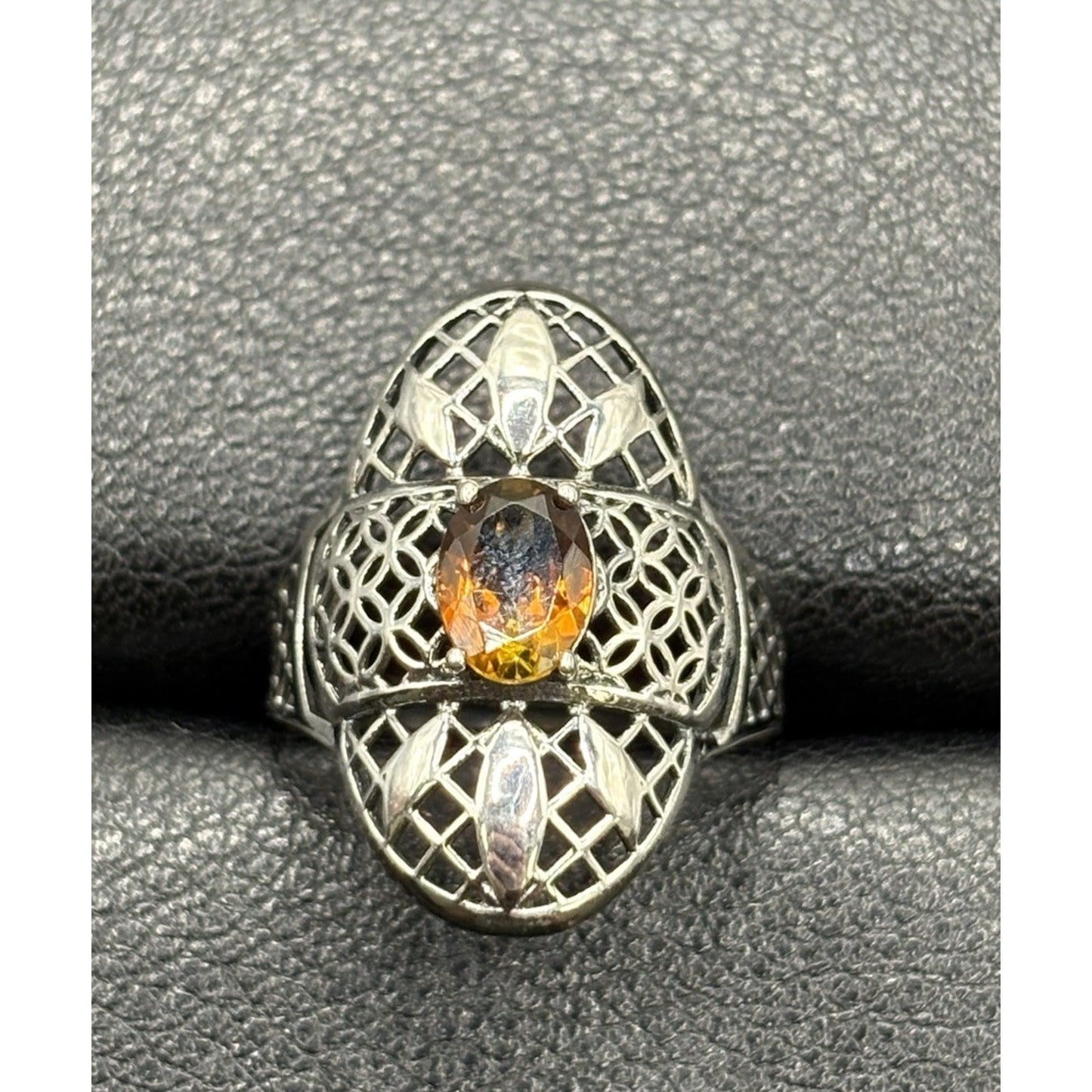 New Condition Sterling Silver Genuine Golden Tourmaline Size 7 Filigree