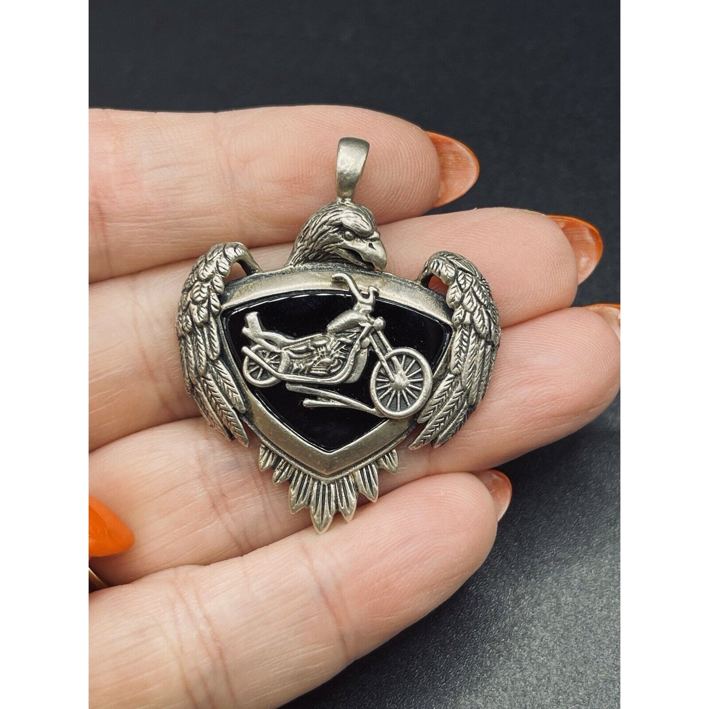 Vintage As Motorcycle Eagle “Live To Ride” Pendant 16 Grams J21