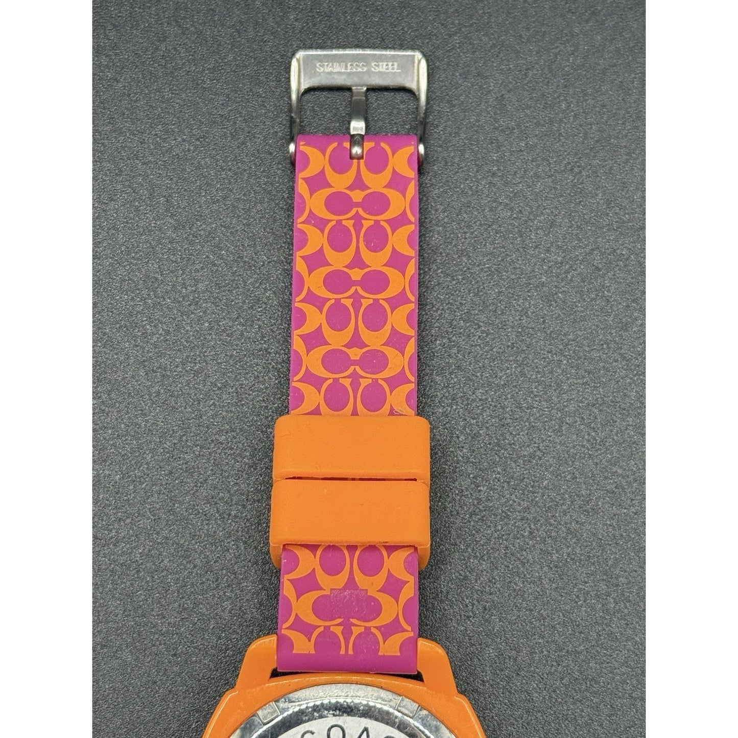 Coach 40MM Orange Pink Rubber Watch N19