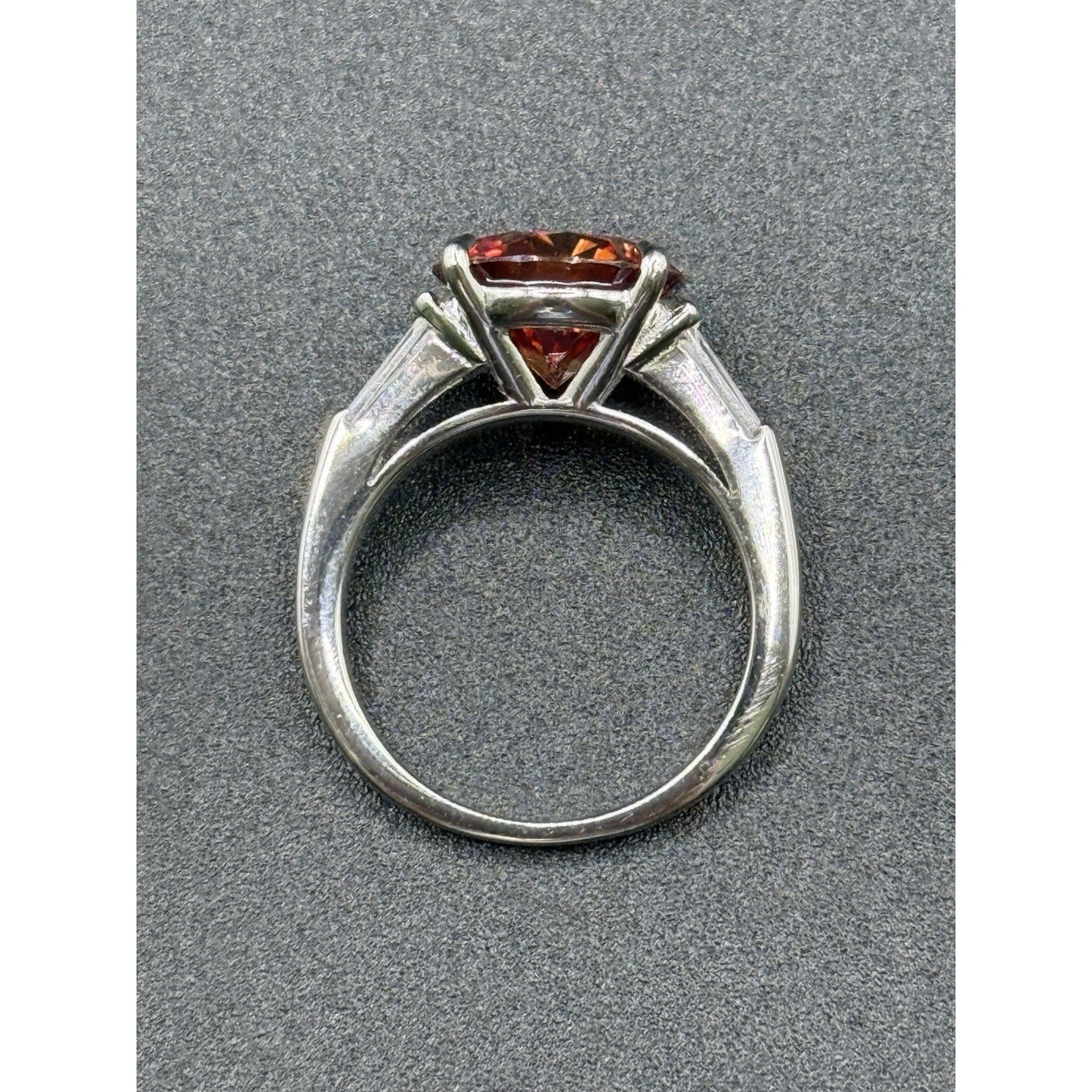New Condition 5 Carat Red Moissanite Sterling Silver Ring Size 7.00 GRA