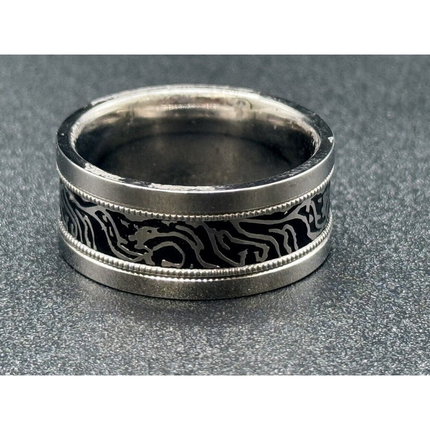 10MM Titanium Textured Inlay Wedding Band Size 10.00 M10