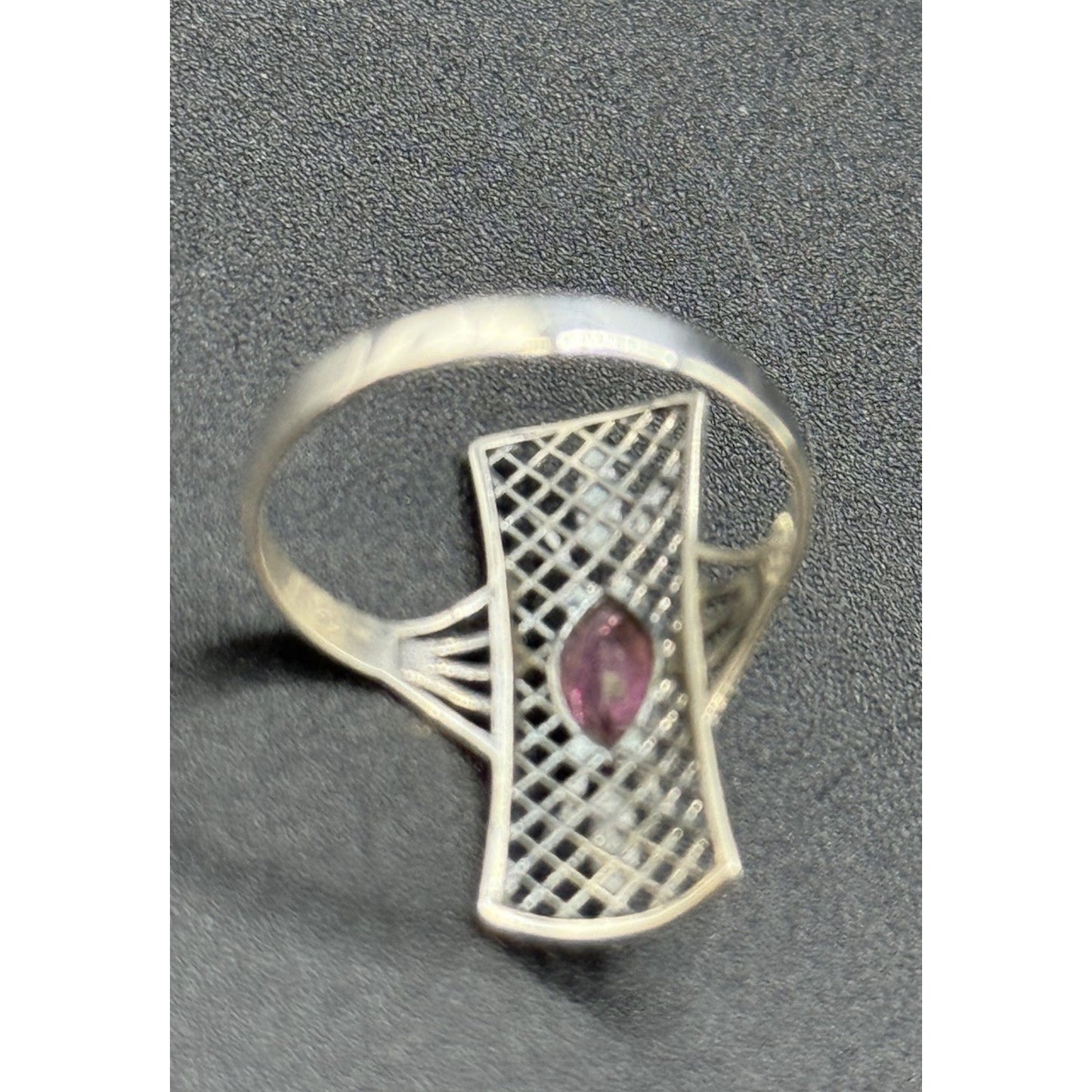 New Condition Sterling Silver Pink Tourmaline Genuine Ring Size 7 P19