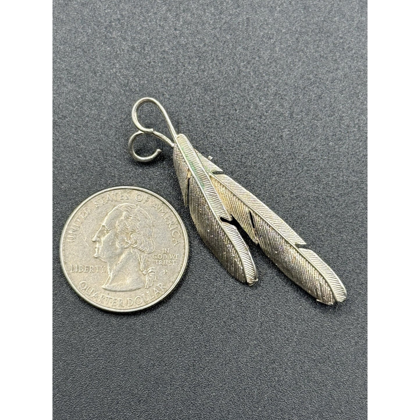 Modernist Sterling Silver Fearher Brooch Pin P5