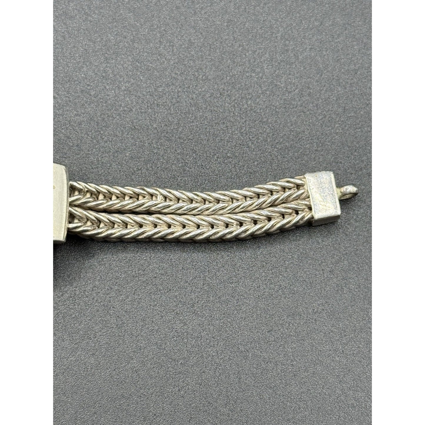 Gents Sterling Silver Onyx Bracelet 92 Grams Abraded Stone N19