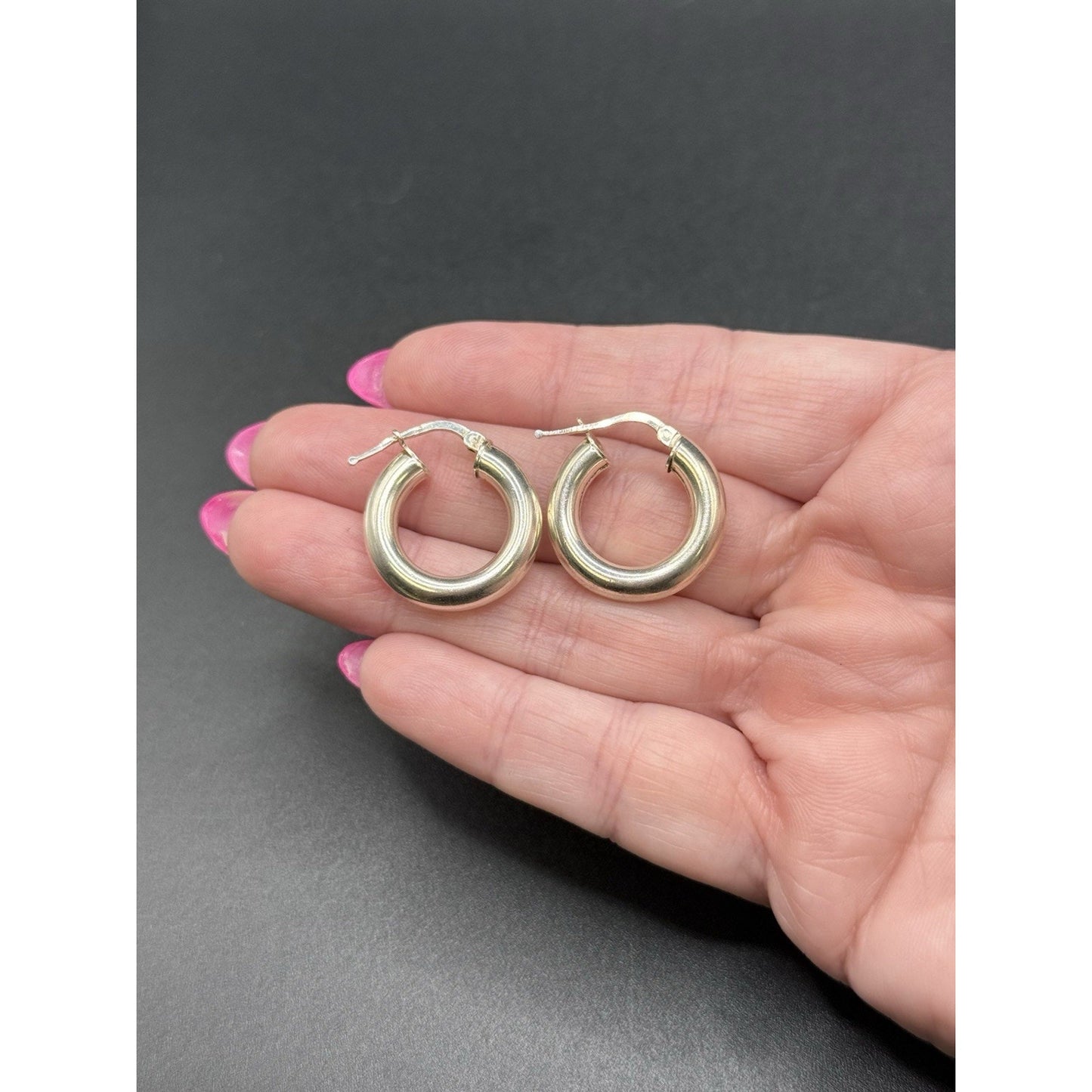 22MM Sterling Silver Tube Hoop Earrings 5MM 925