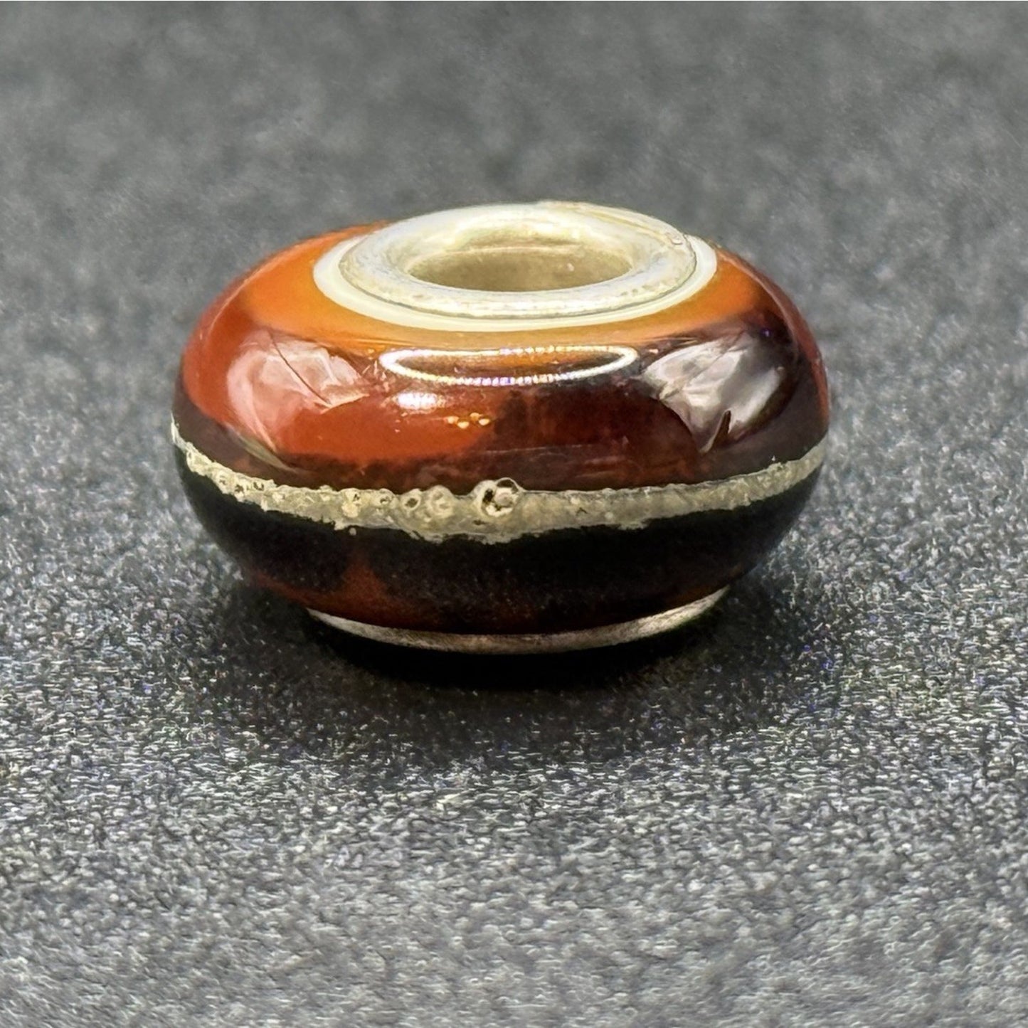 Chamilia Sterling Silver Brown Swirl Murano Glass Charm P19