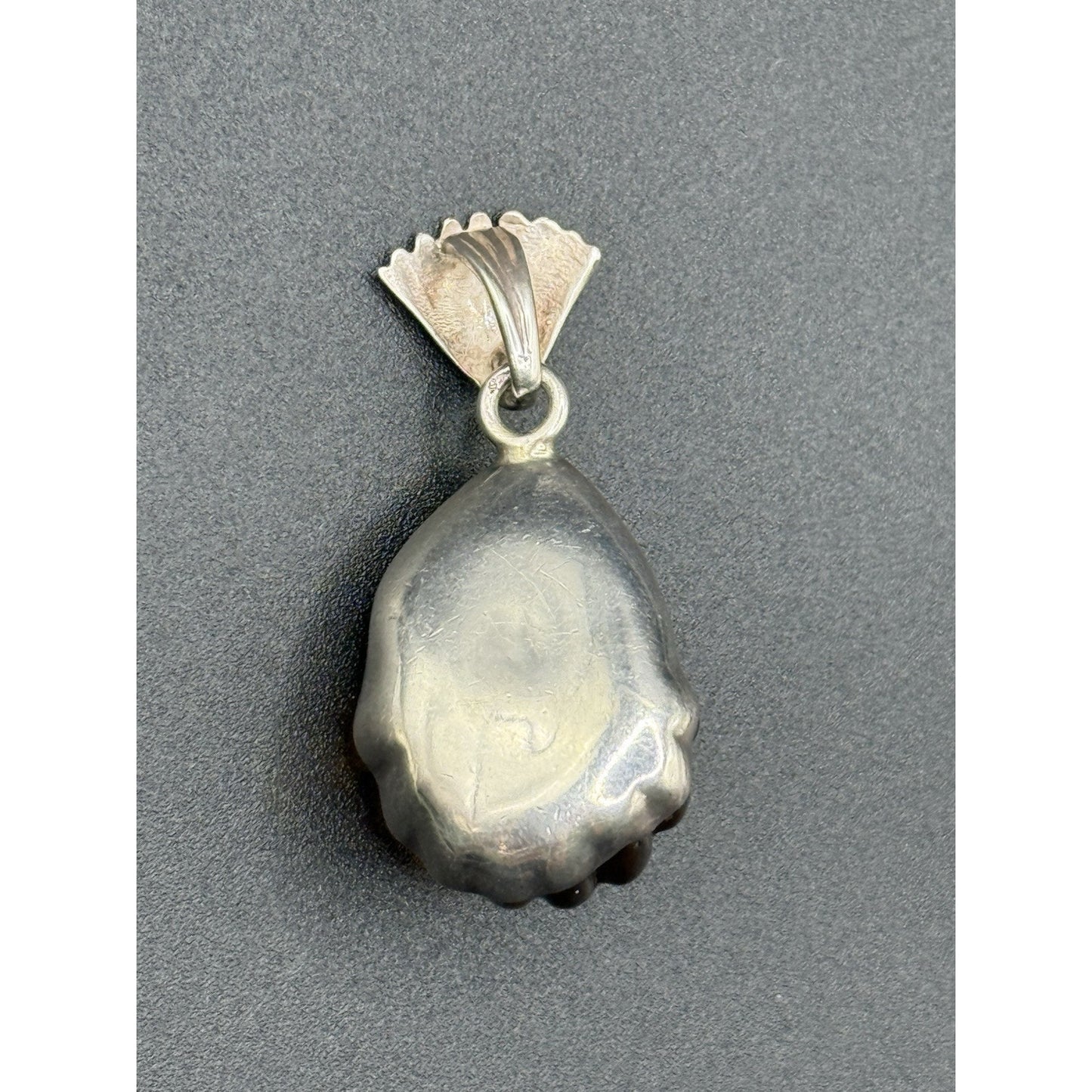 Vintage Sterling Silver Chevron Cut Amber Pendant 925 N28