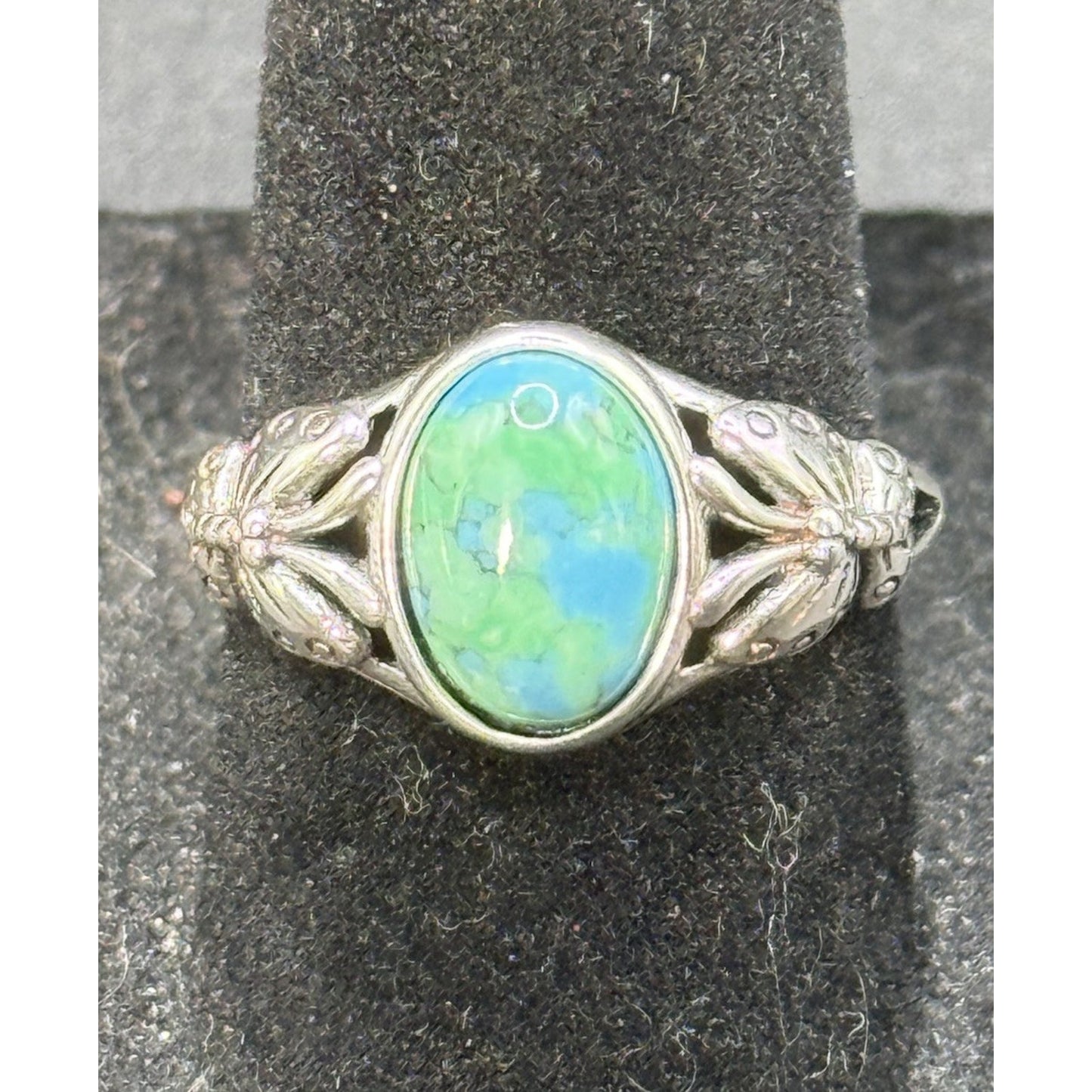New Condition Sterling Silver Turquoise Butterfly Ring Size 7.00