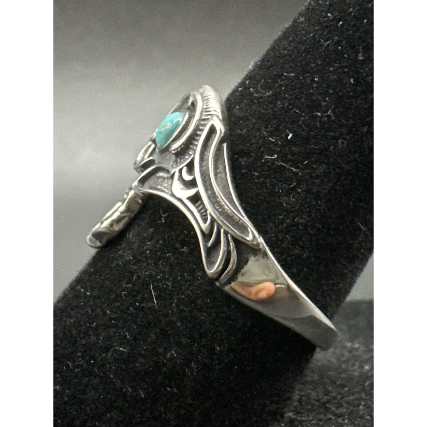 New Condition Sterling Silver Turquoise Bypass Ring 925 Size 7