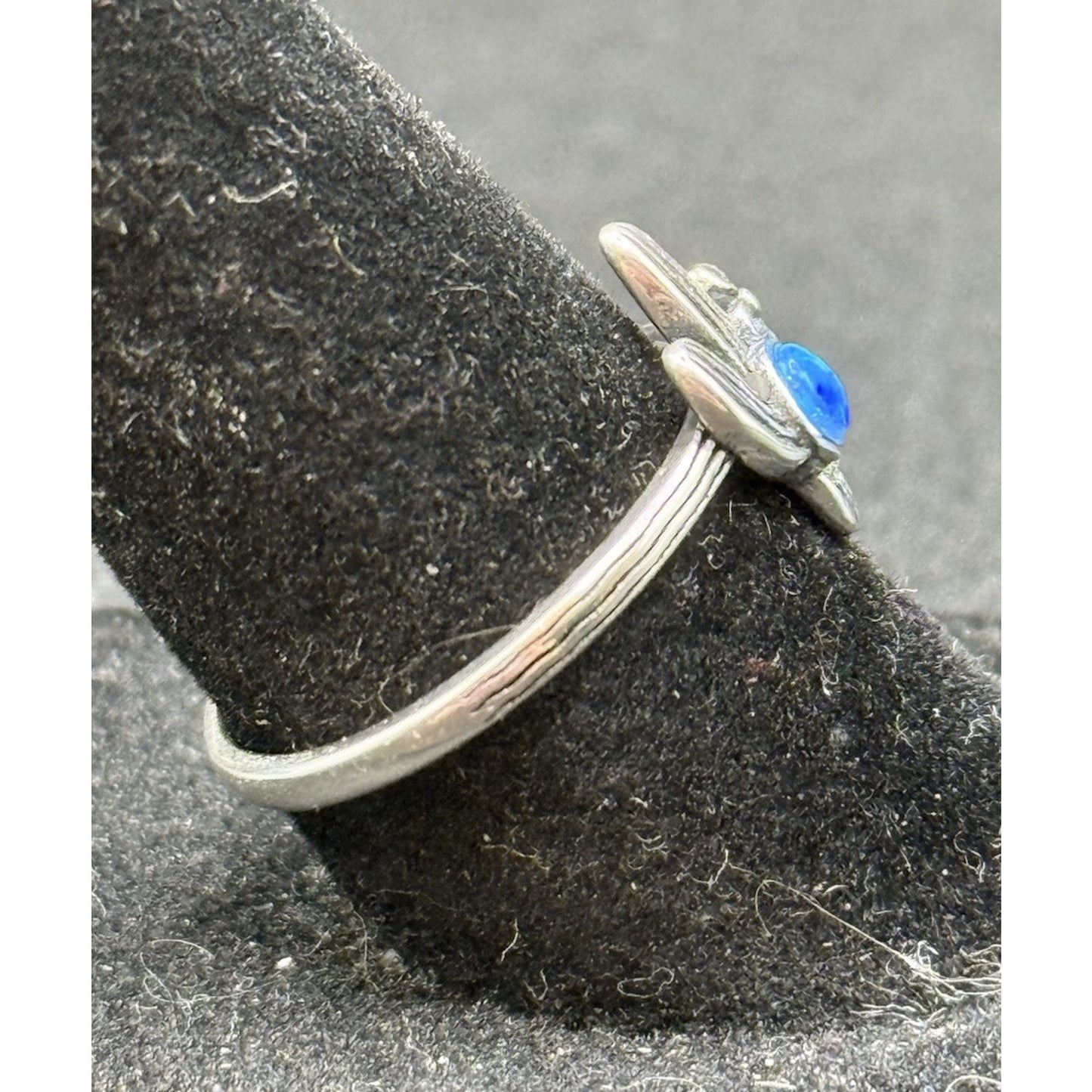 New Condition Sterling Silver Lab Blue Opal Cactus Ring Size 6.75