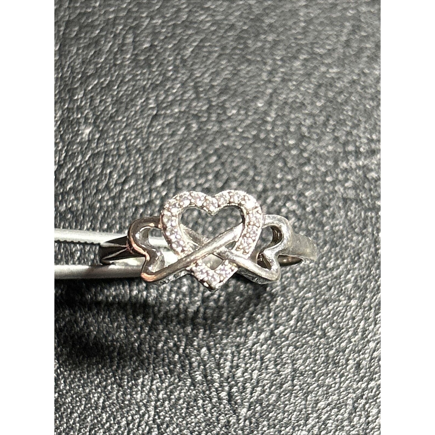 Sterling Silver Triple Heart Ring Size 7.00 925 Cubic Zirconia P20