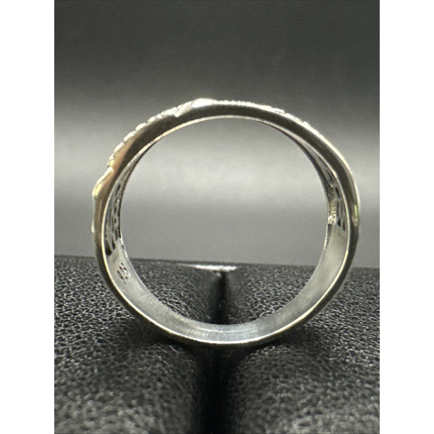 New Condition Sterling Silver Sunflower Openwork Band Ring 925 Size 7