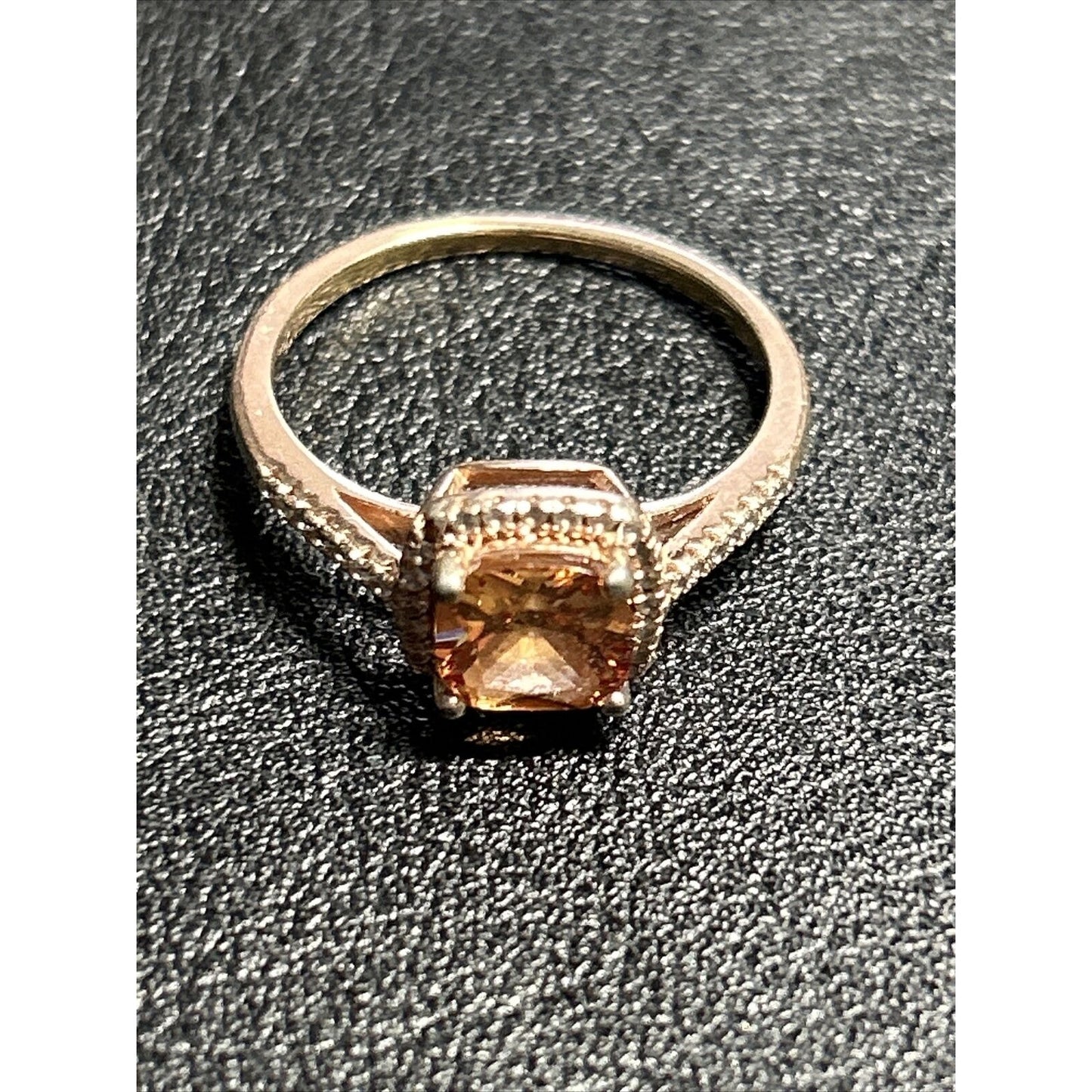 Gold Sterling Silver Orange Cubic Zirconia Ring Size 8.75 925 p20