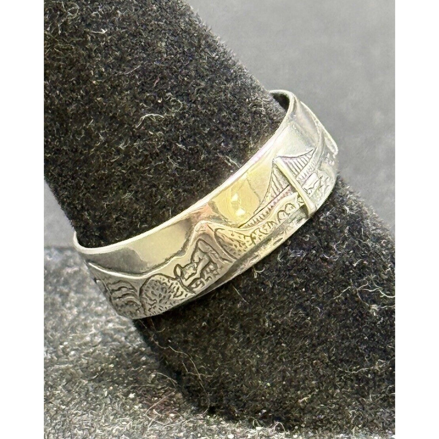New Condition Sterling Silver Golden Gate Bridge Nature Ring Size 6.50 M8