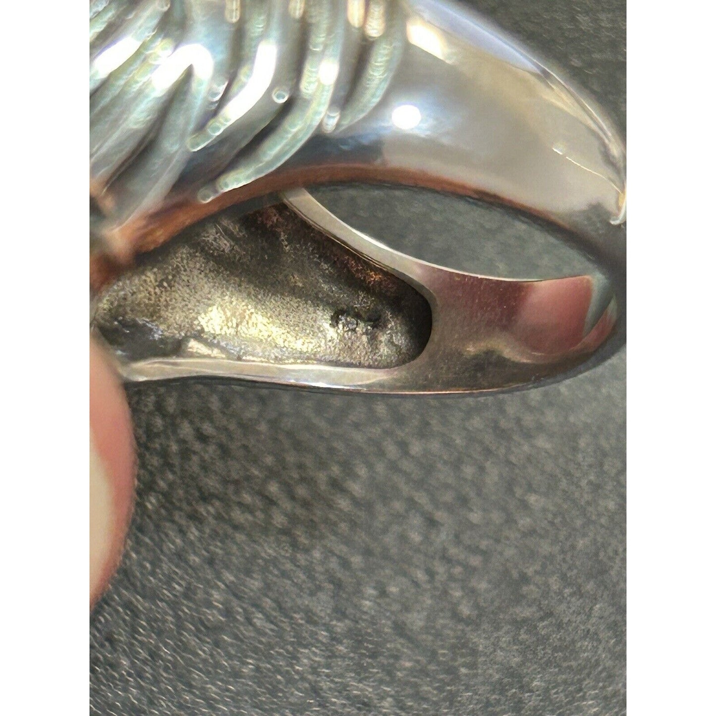 New Condition Sterling Silver 3D Tiger Head Ring Size 10.00
