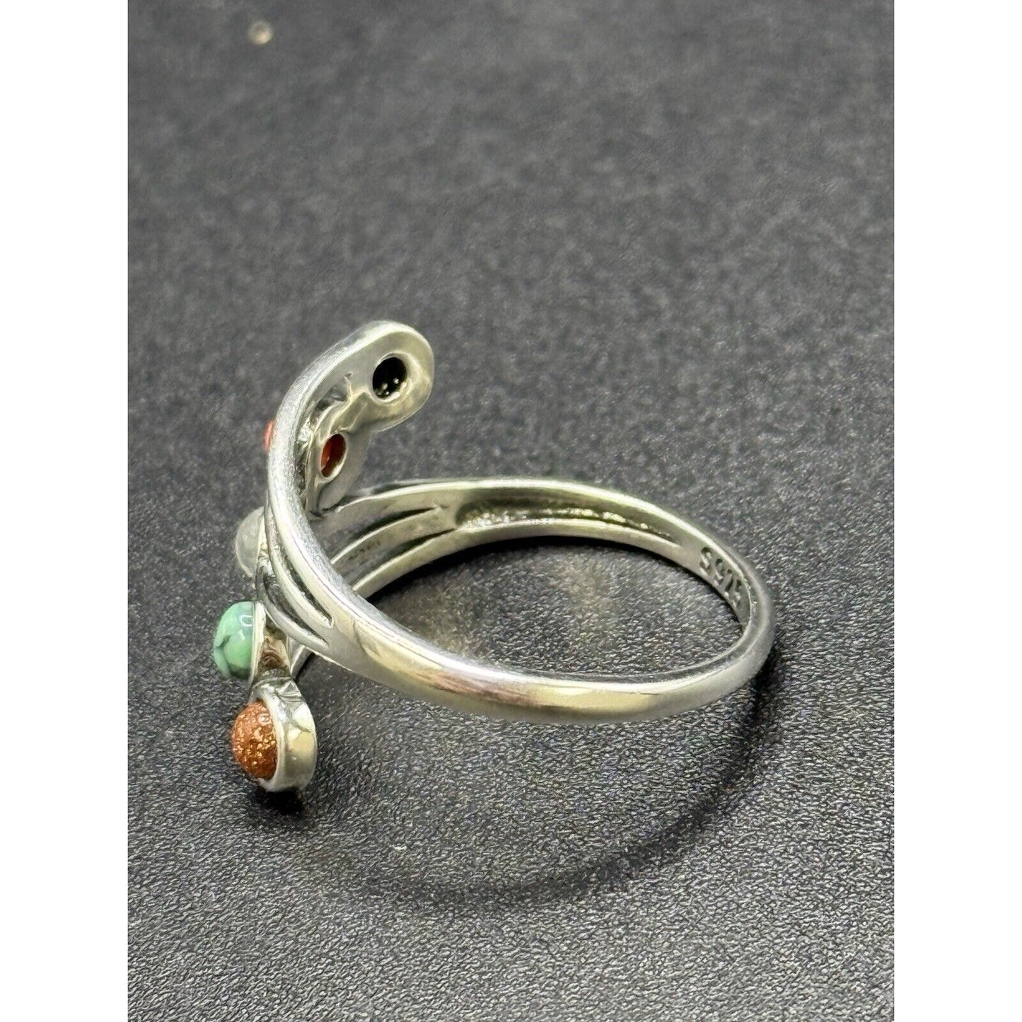 New Condition Sterling Silver Multi Gemstone Ring Size 7.00 Turquoise