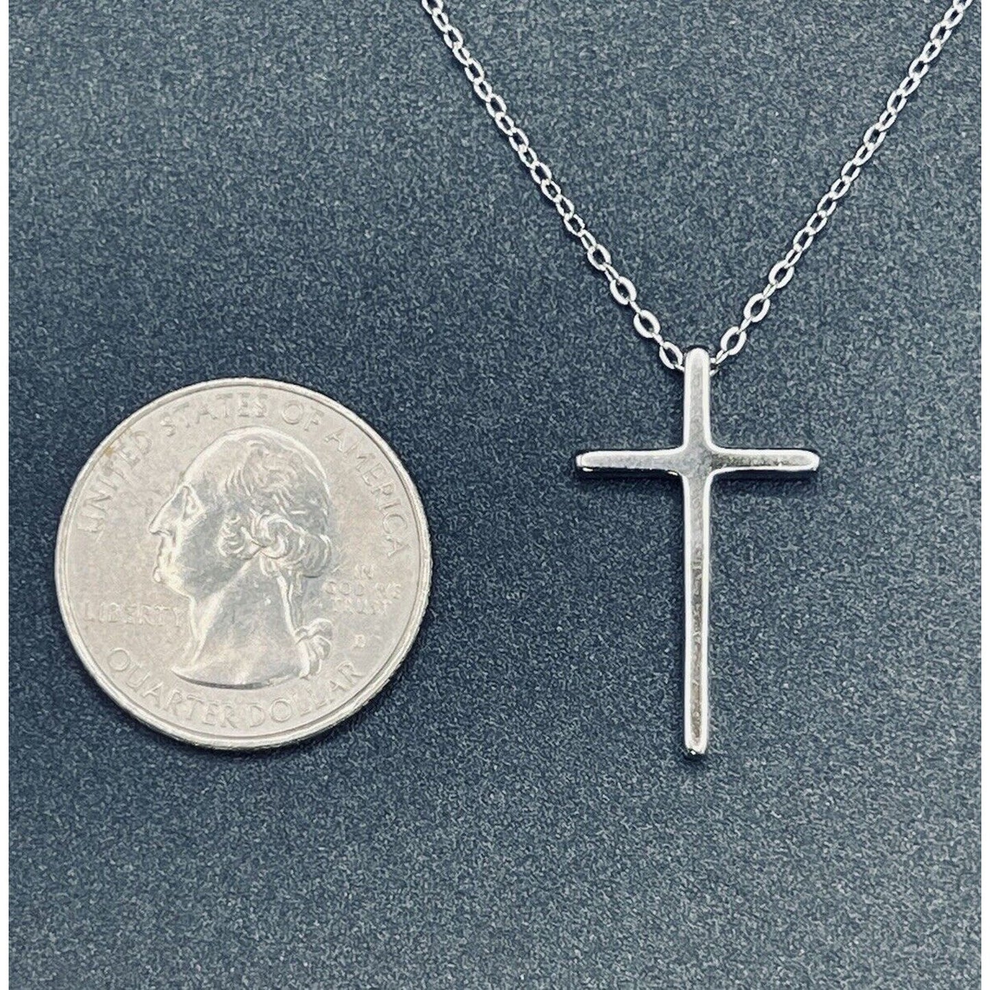 18” New Condition Sterling Silver Cross Pendant Necklace 925
