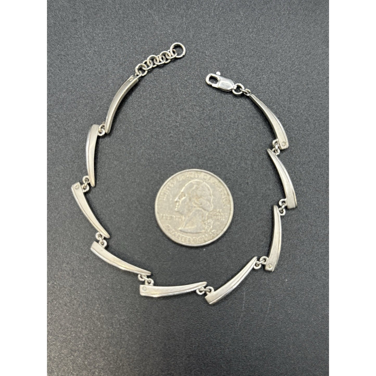 7.5” Vintage MCM Sterling Silver Link Bracelet P5