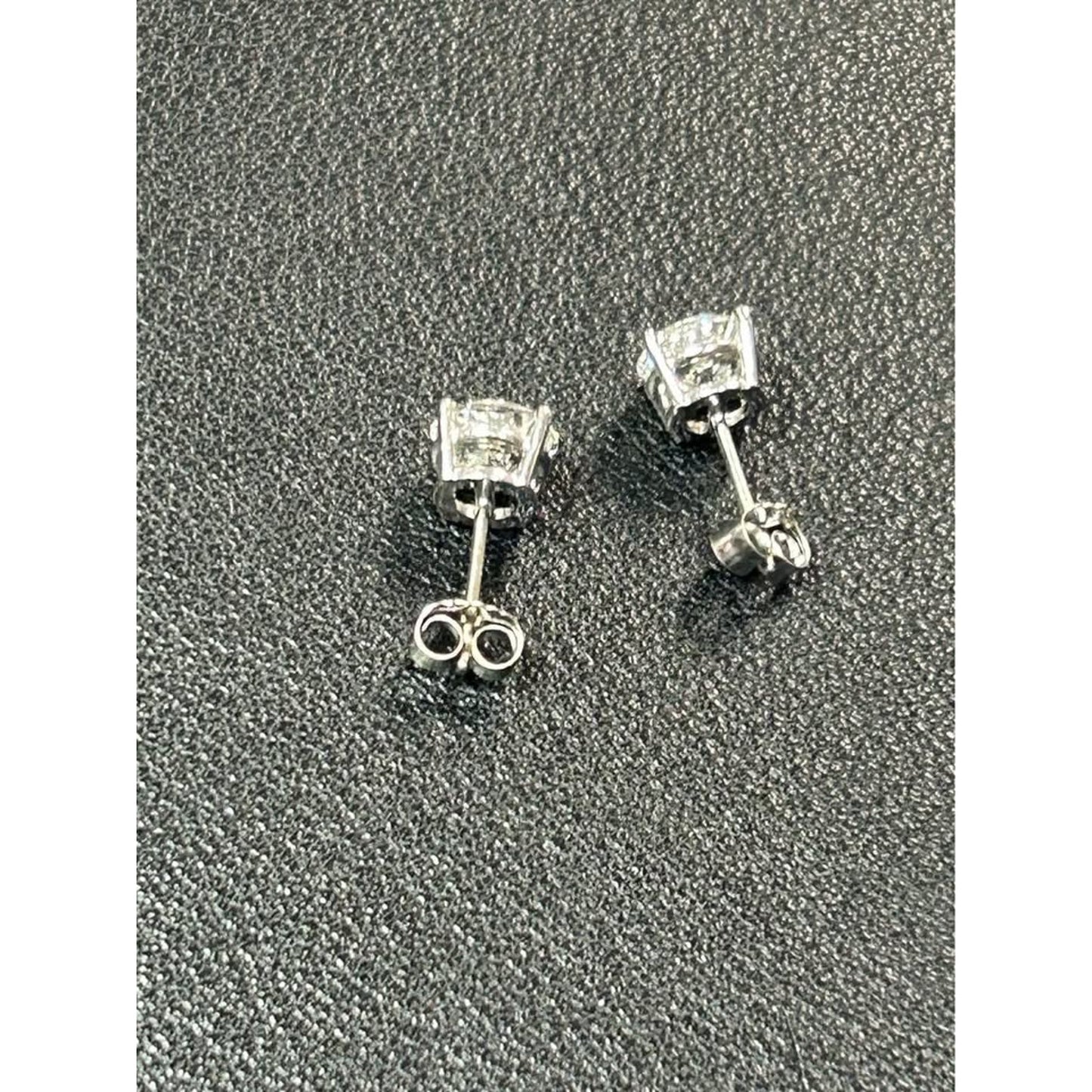 14k White Gold 2.18 Total Weight Round Brilliant Cut Lab Grown Diamond Studs E Color VS1 Clarity