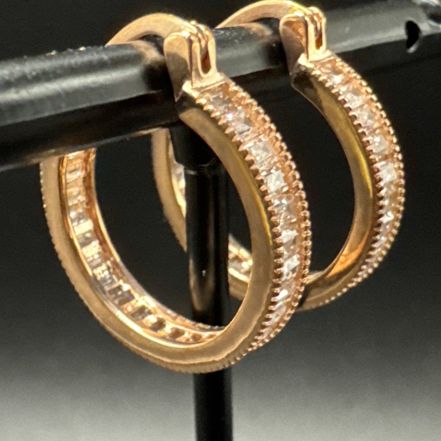EUC JTV Rose Sterling Silver 20mm CZ Hoops 925 N13