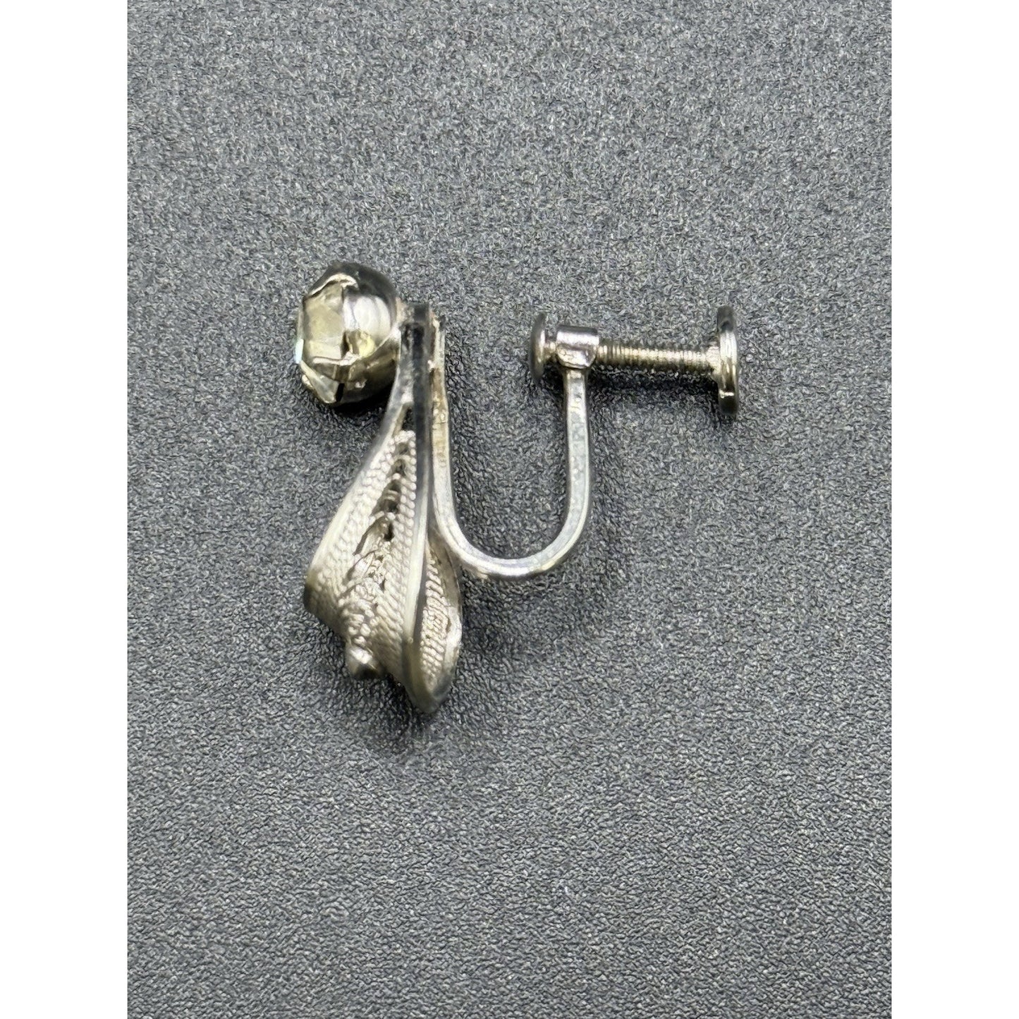 Ann Lee Sterling Silver Rhinestone Screw Back Earrings P3