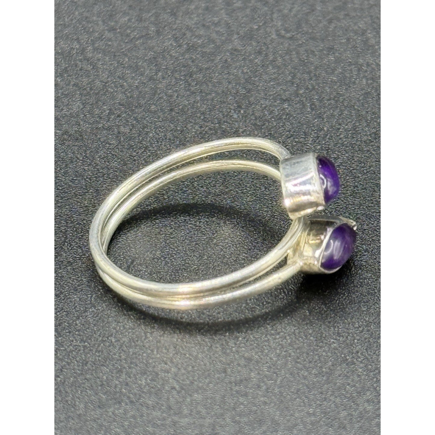 New Condition Sterling Silver Bypass Genuine Amethyst Ring Size 9.00 925 P19