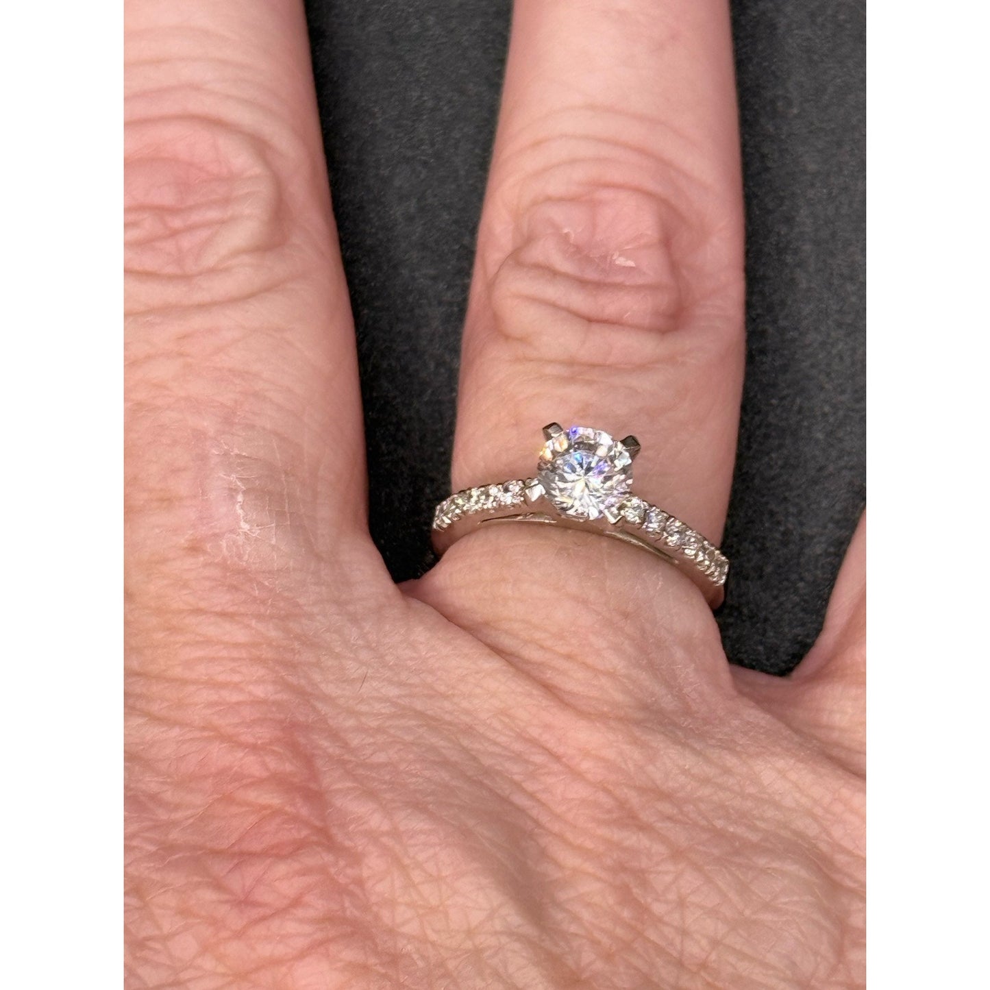 EUC Sterling Silver Cubic Zirconia Engagement Ring Size 6.50 P5