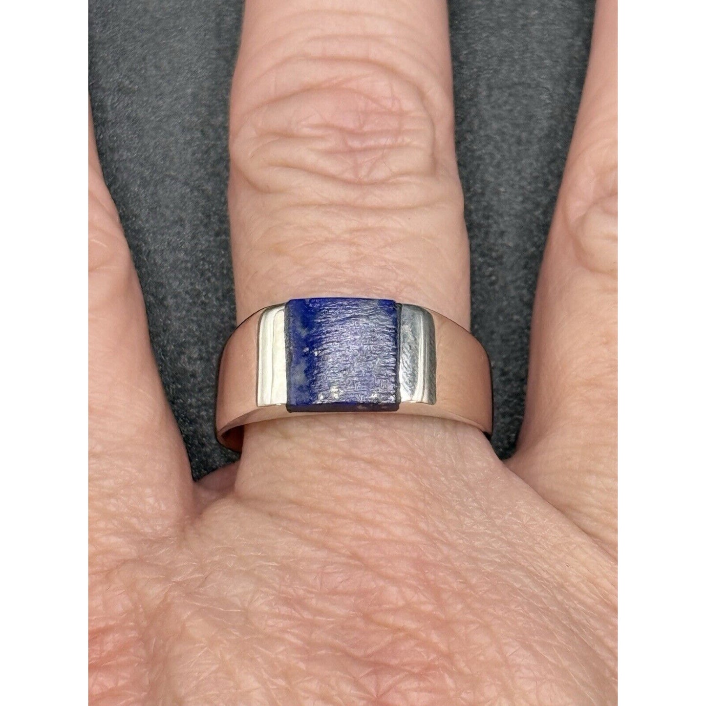 New Condition Sterling Silver Genuine Lapis Ring Size 10.75