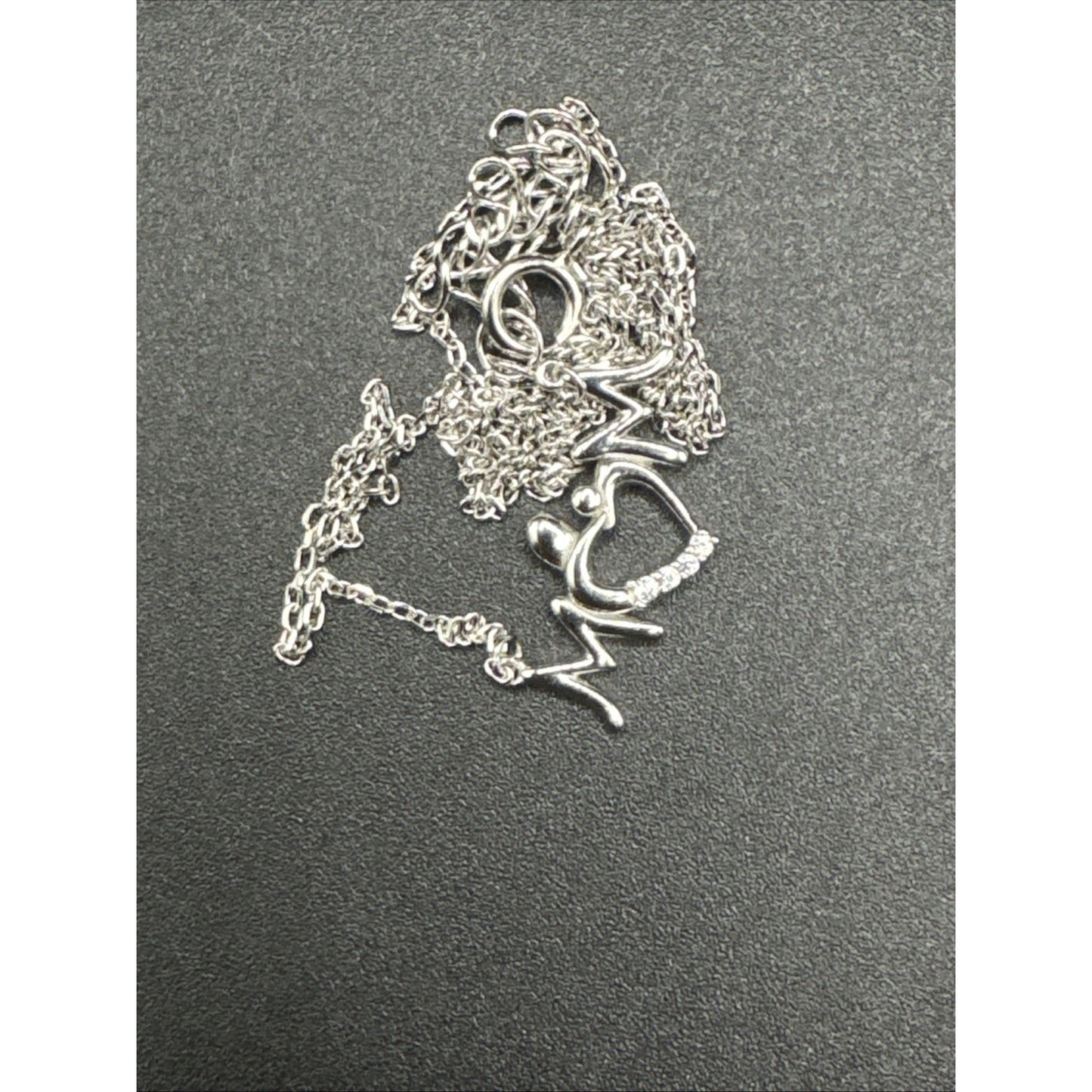 18” New Condition Sterling Silver CZ Mom Pendant Necklace 925