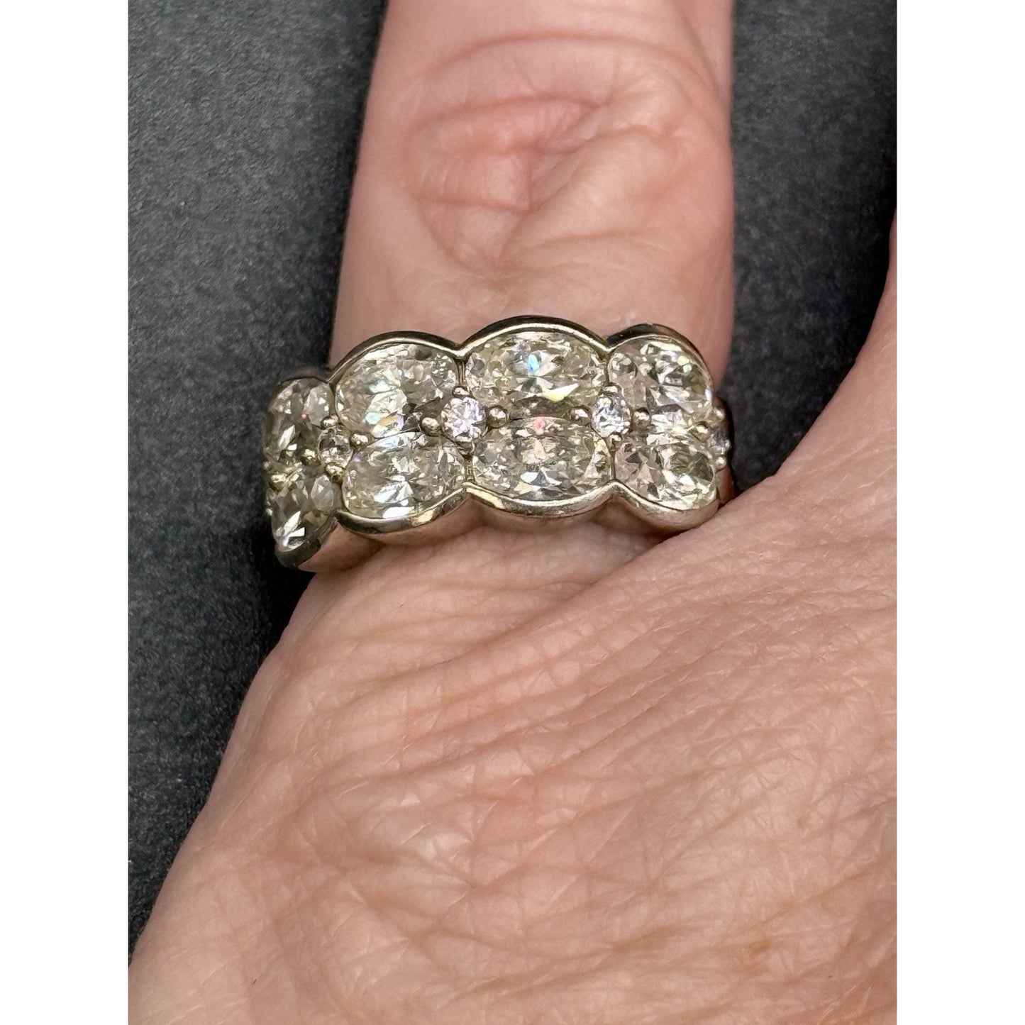 Jose Hess Sterling Silver Oval Cubic Zirconia Statement Ring Size 5.75 Q21