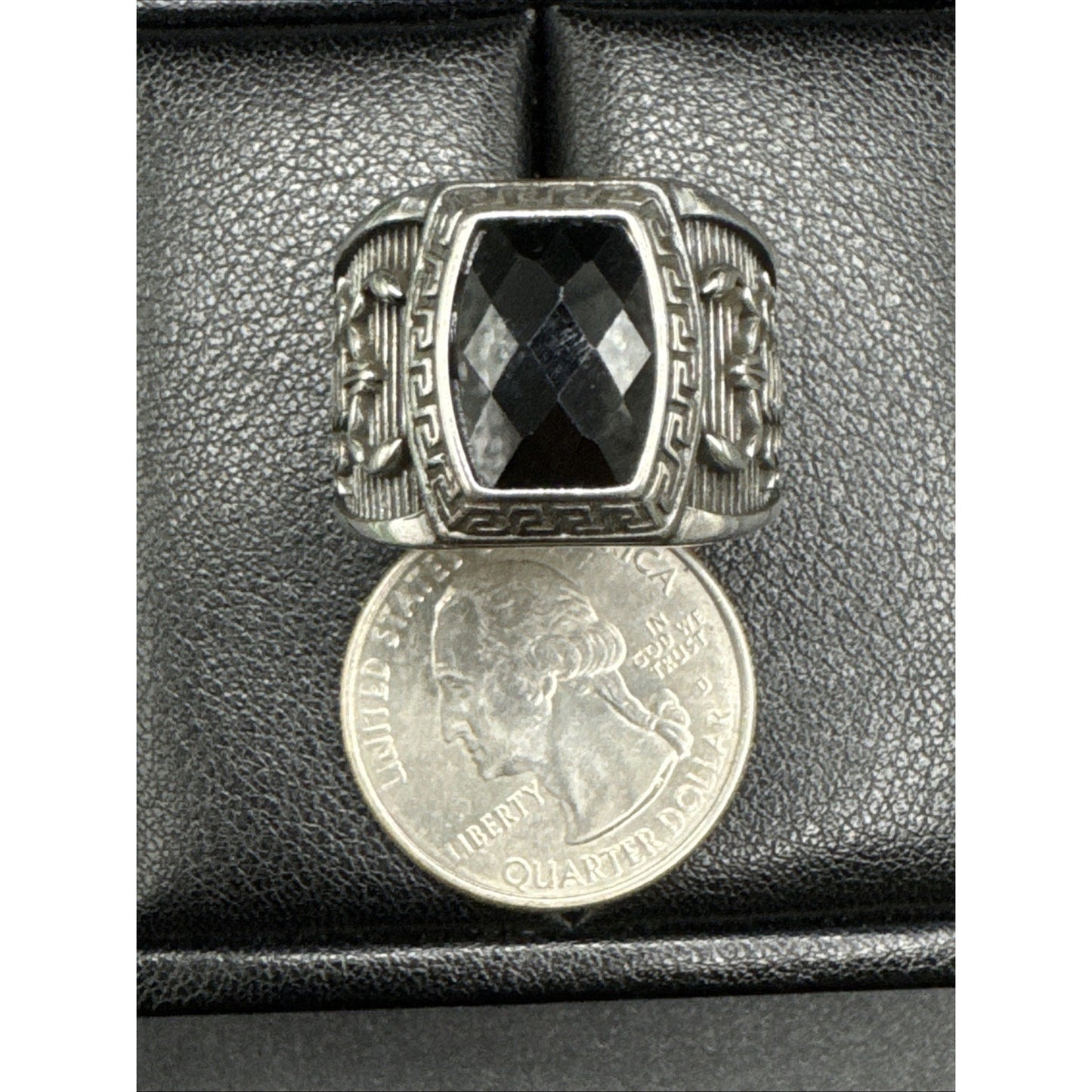 New Condition Sturdy Faceted Onyx Scorpion Ring 925 Size 10 Zodiac