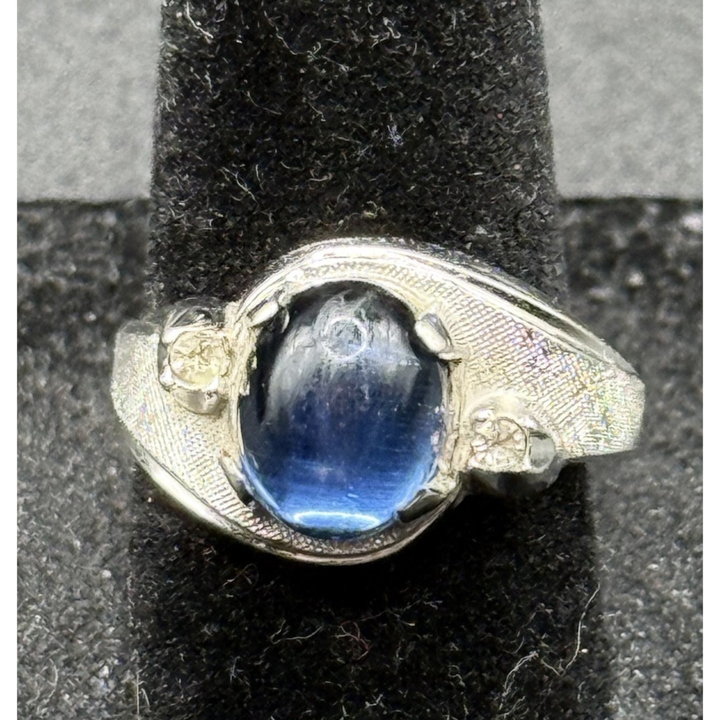 Vintage MCM Lab Star Sapphire Sterling Silver Ring Size 7.50 N13