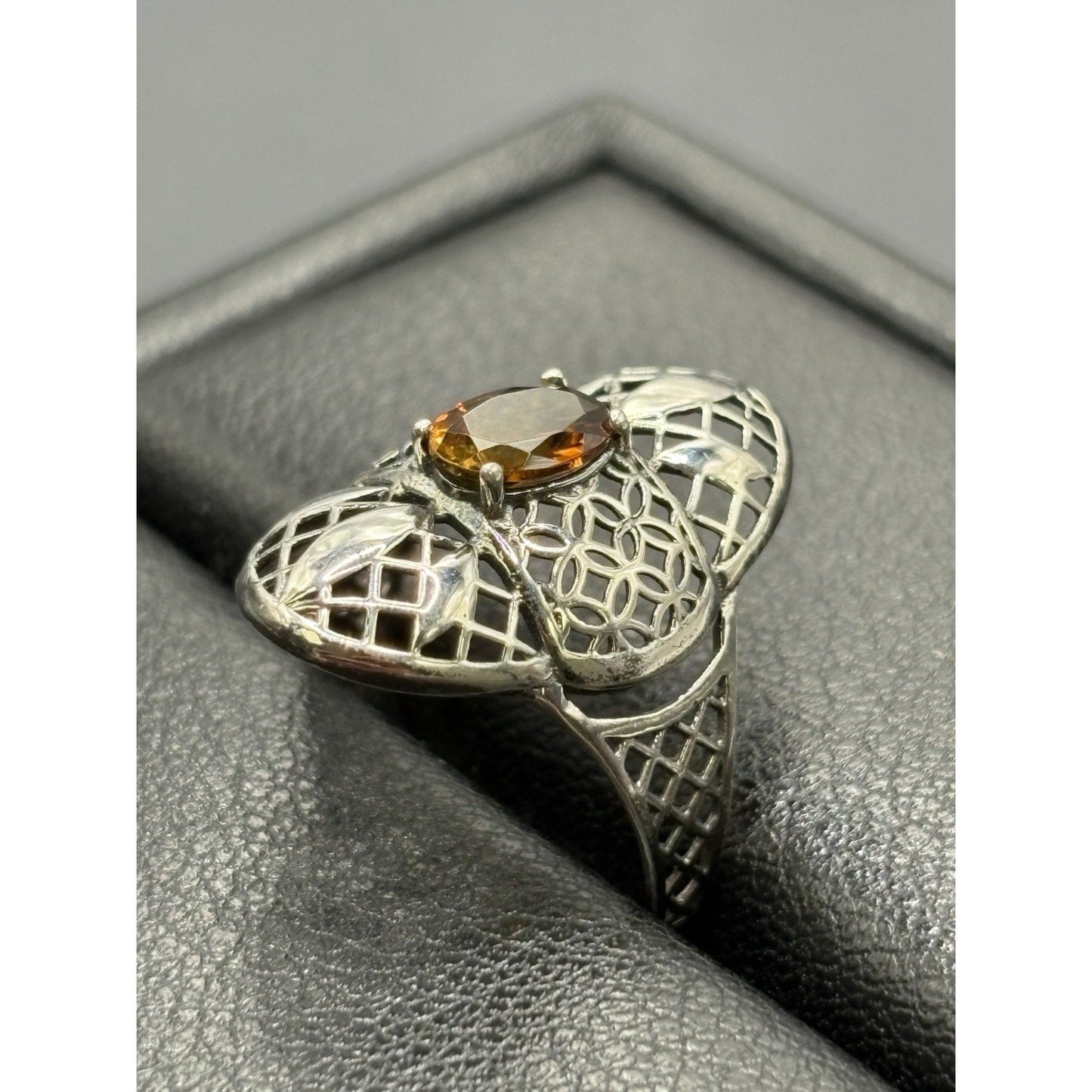 New Condition Sterling Silver Genuine Golden Tourmaline Size 7 Filigree