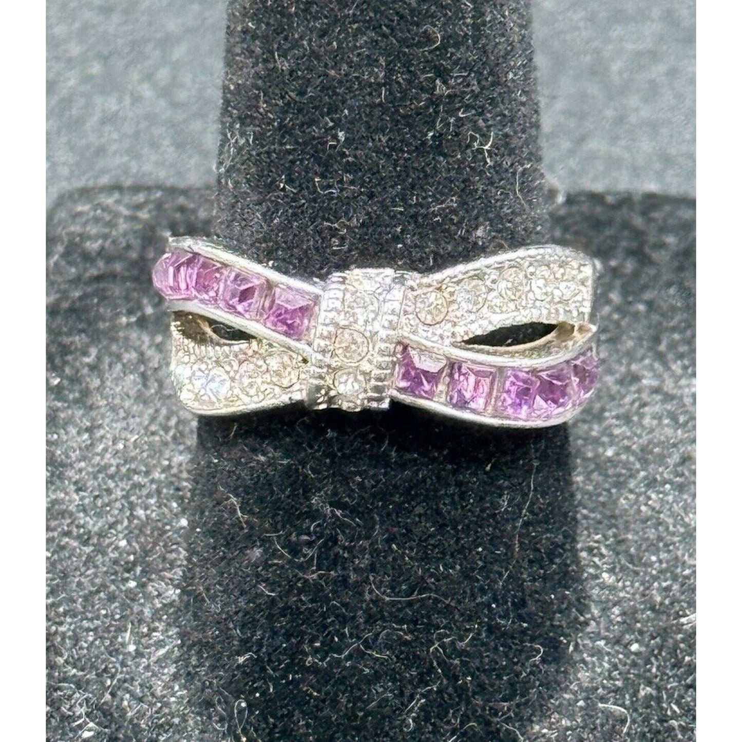 Vintage Sterling Silver Pink Cubic Zirconia Ring Size 6.25 M3