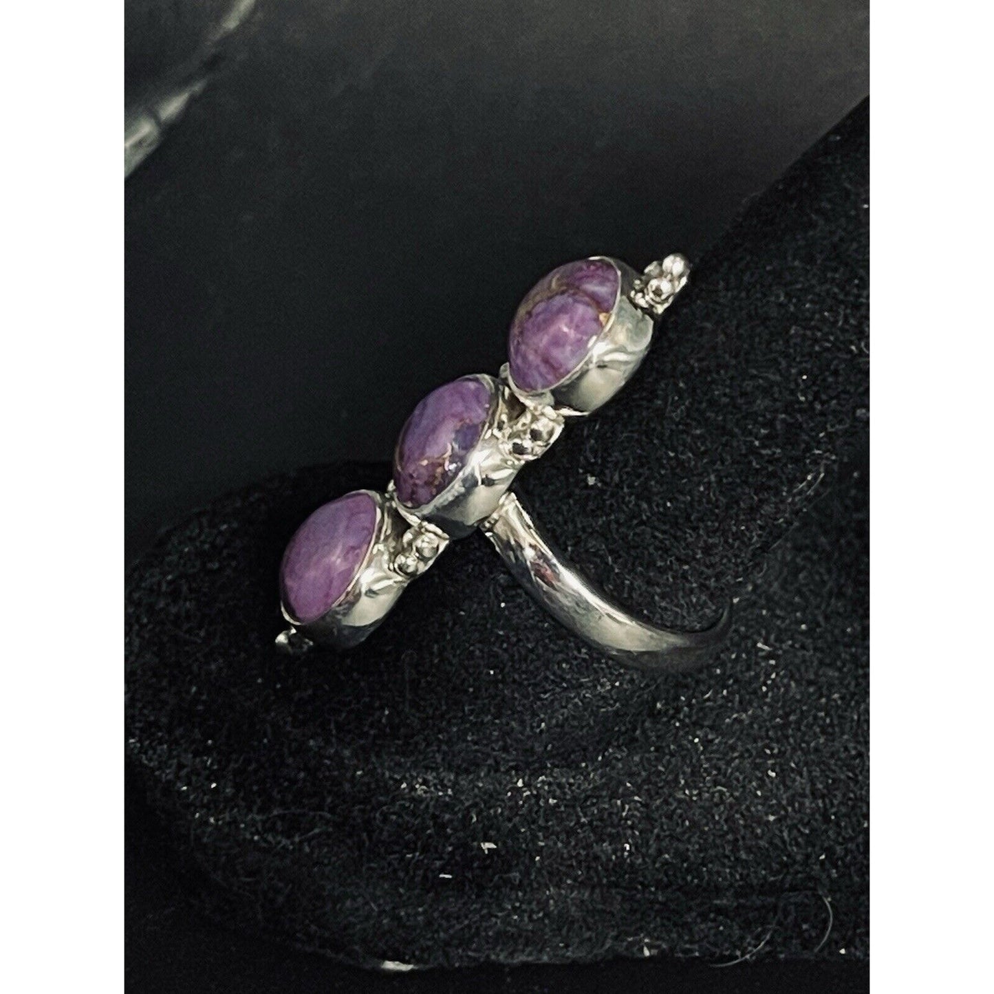 New Condition Sterling Silver Purple Copper Turquoise Ring Size 7.00