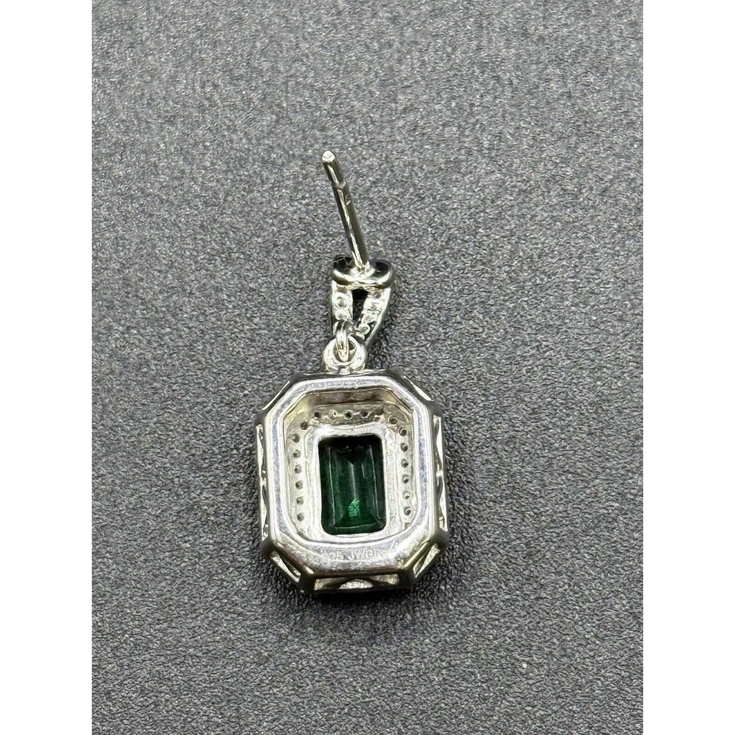 New Condition Sterling Silver Lab Created Emerald White Sapphire Earrings