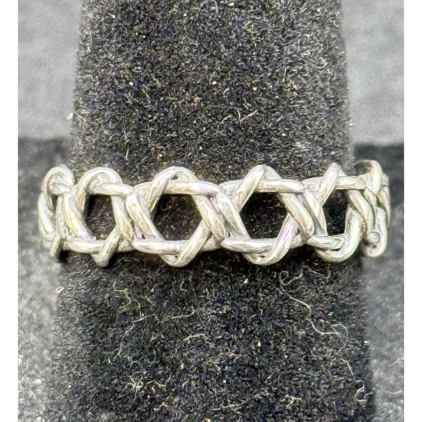 New Condition Sterling Silver Braid Open Ring Size 7.00