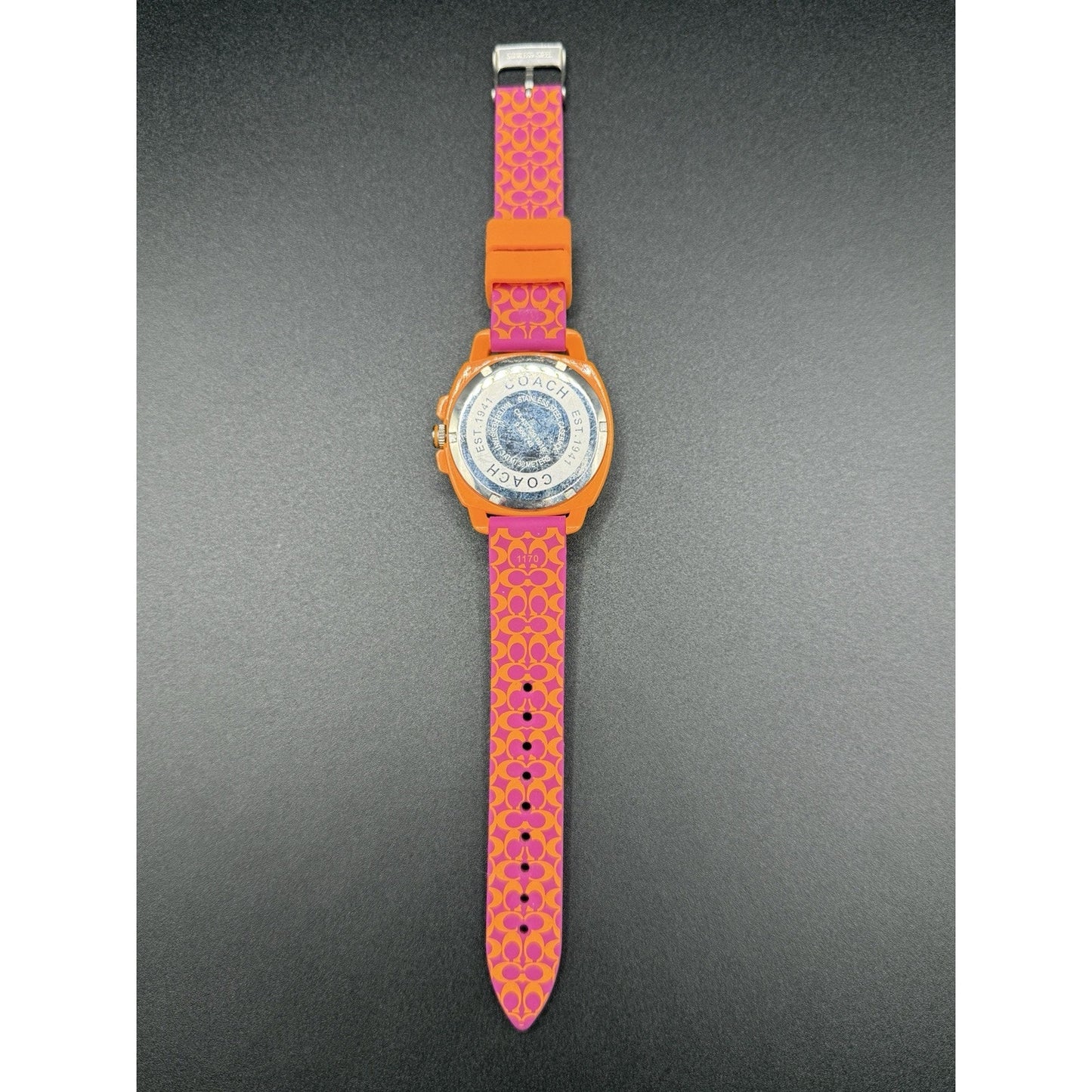 Coach 40MM Orange Pink Rubber Watch N19