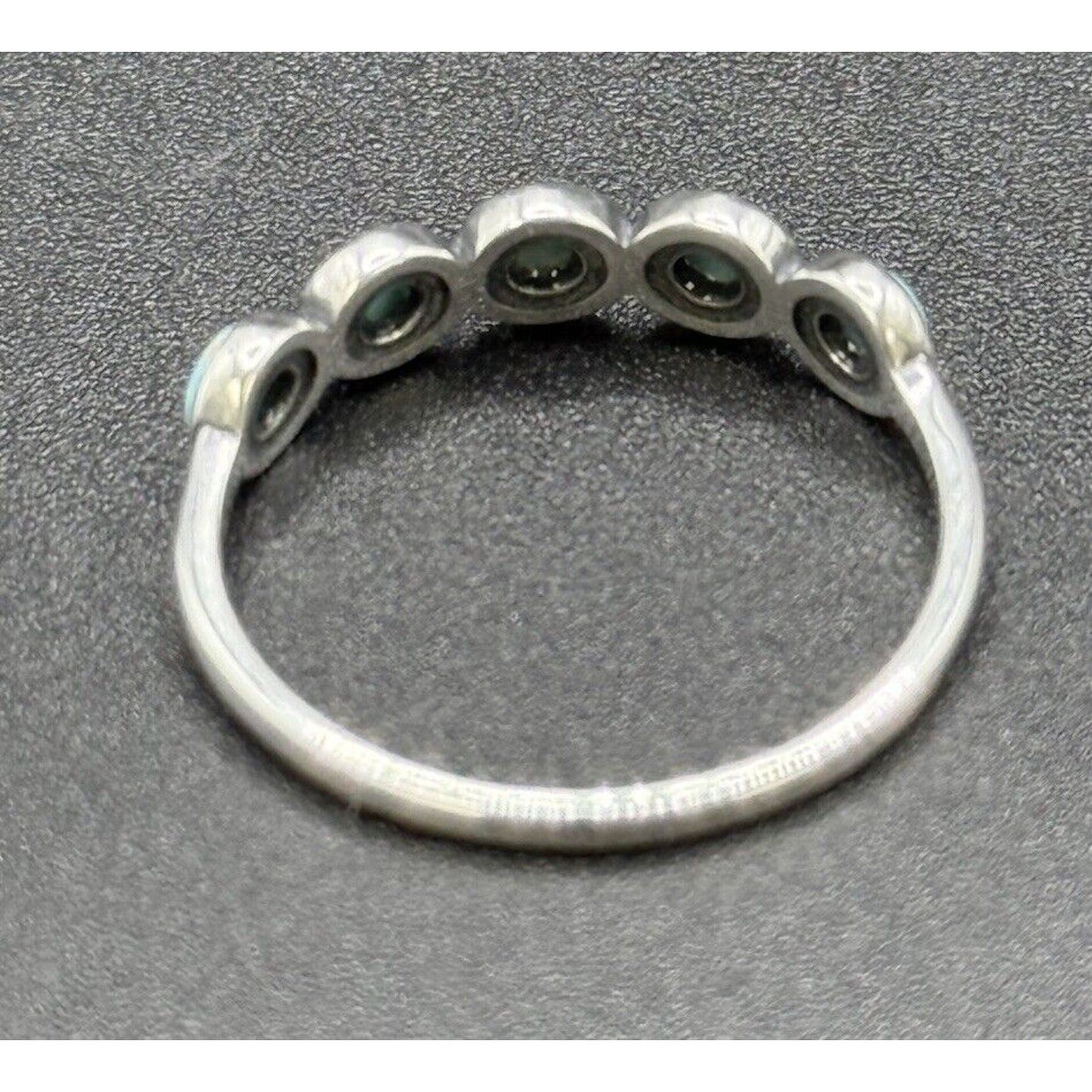 New Condition Sterling Silver 5-Stone Genuine Turquoise Ring Size 6.50
