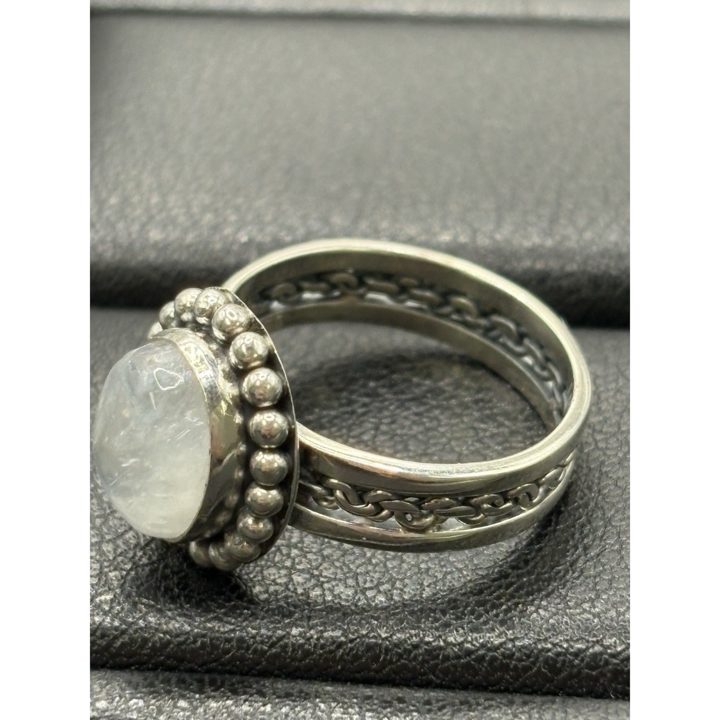 New Condition Sterling Silver Moonstone Ring Braid Size 7