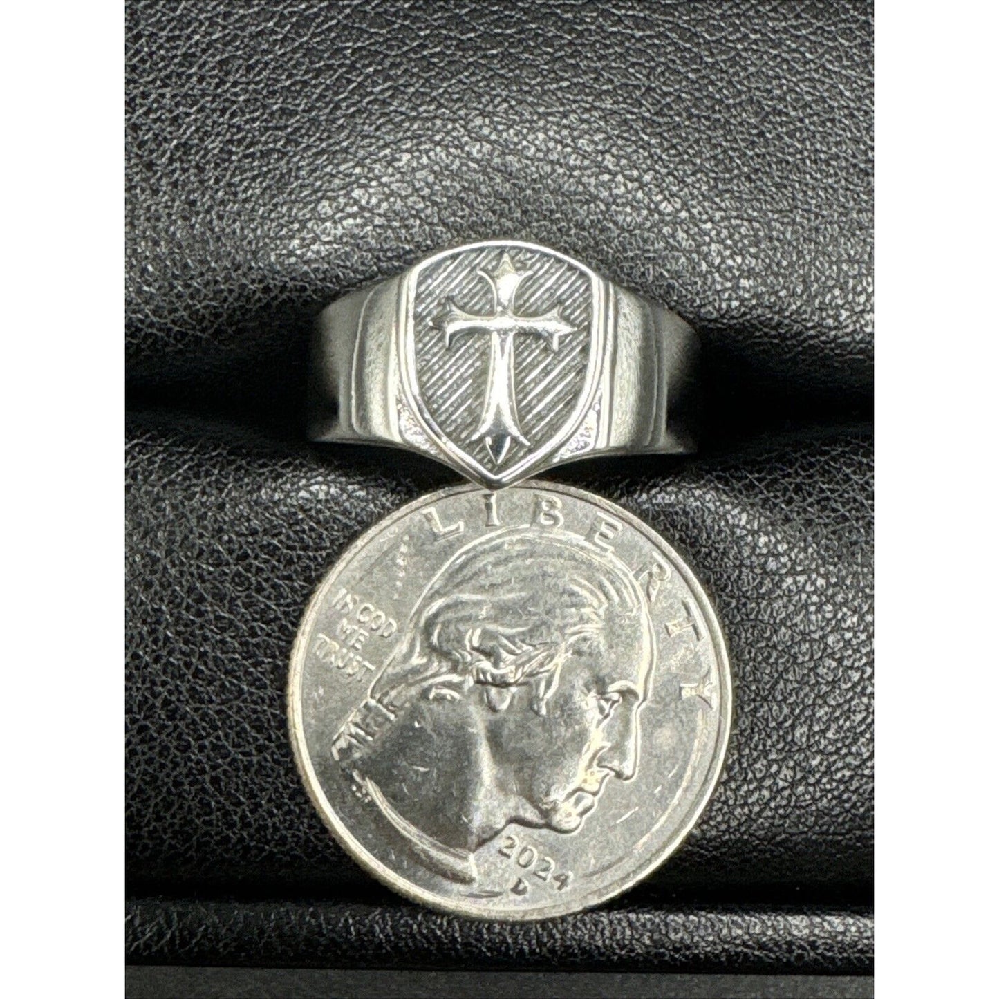 New Condition Sterling Silver Medieval Cross Ring 925 Size 9.50
