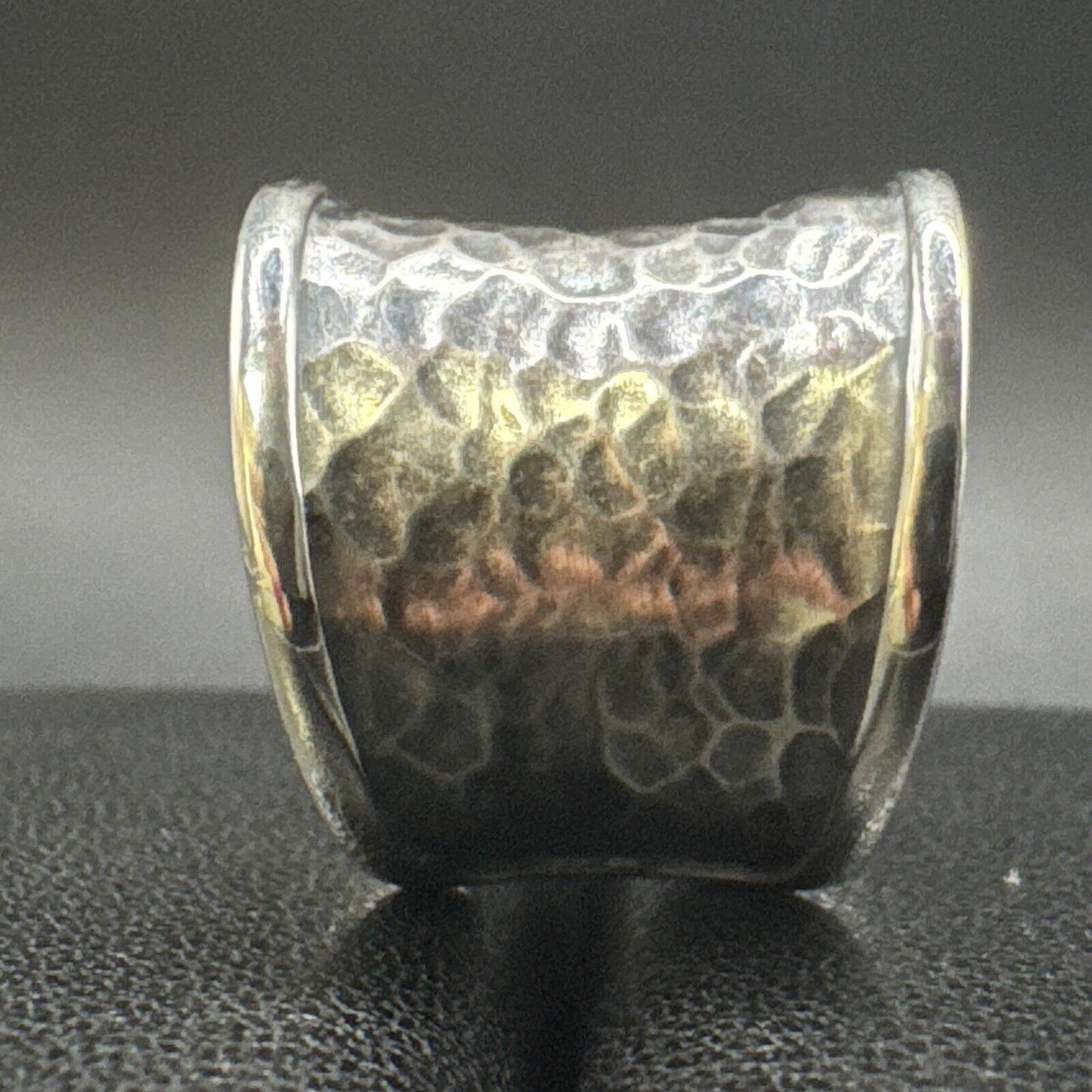 New Condition Sterling Silver 19mm Hammered Band Ring 925 Size 6.5 Concave