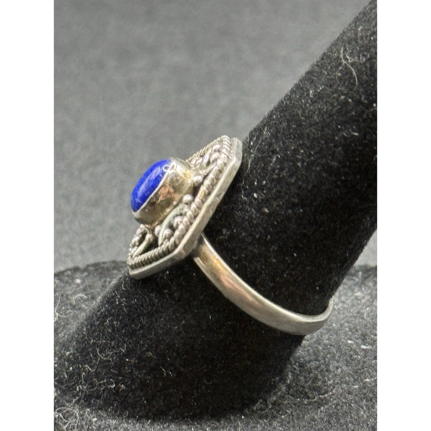 Excellent Used Condition Sterling Silver Genuine Lapis Ring Size 7.00 925 P19