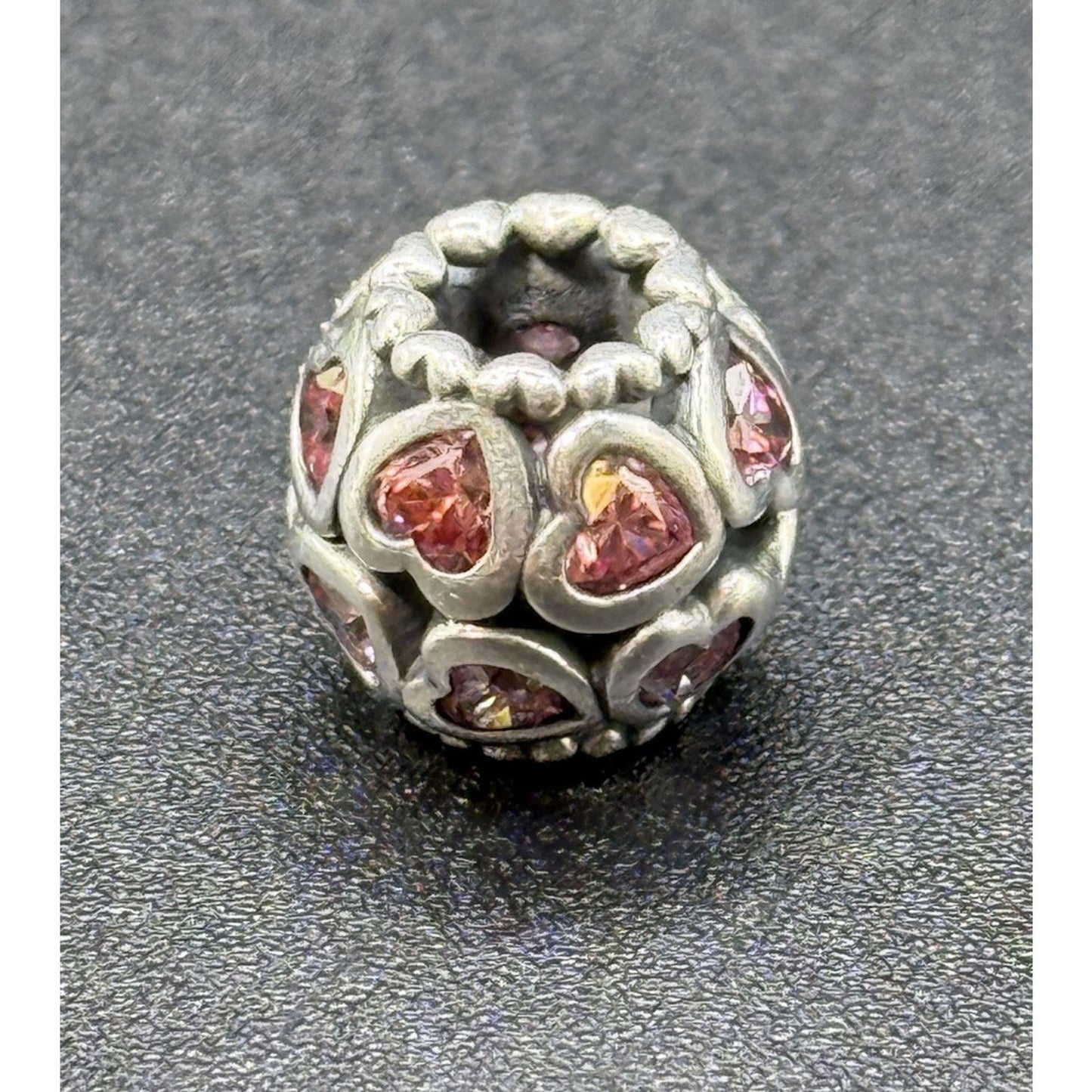 Pandora Sterling Silver Pink CZ Heart Charm ALE Love All Around P12